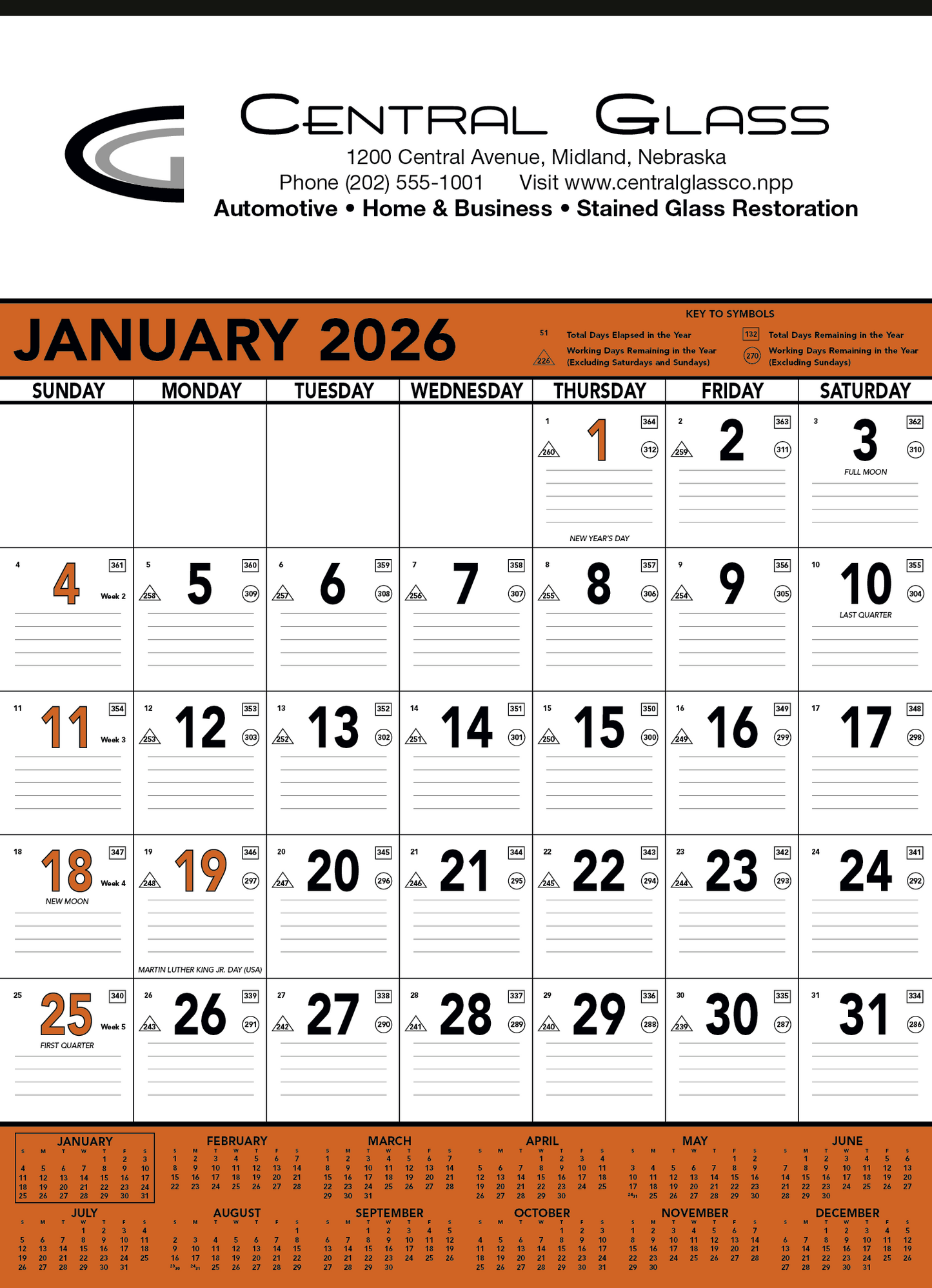 Triumph Calendars Orange Black Contractor Memo Calendar-6103