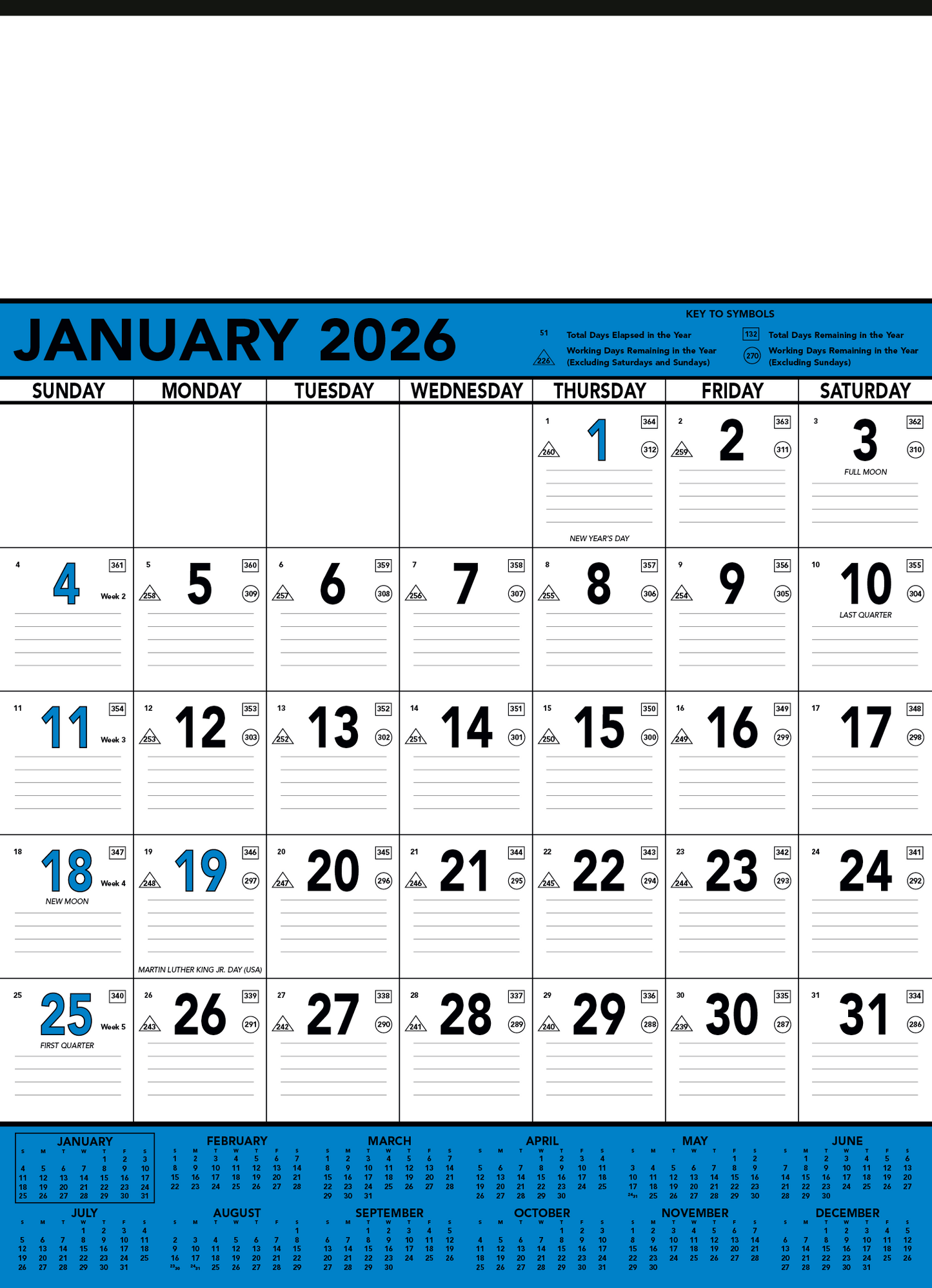 Triumph Calendars Blue Black Contractor Memo Calendar-6104