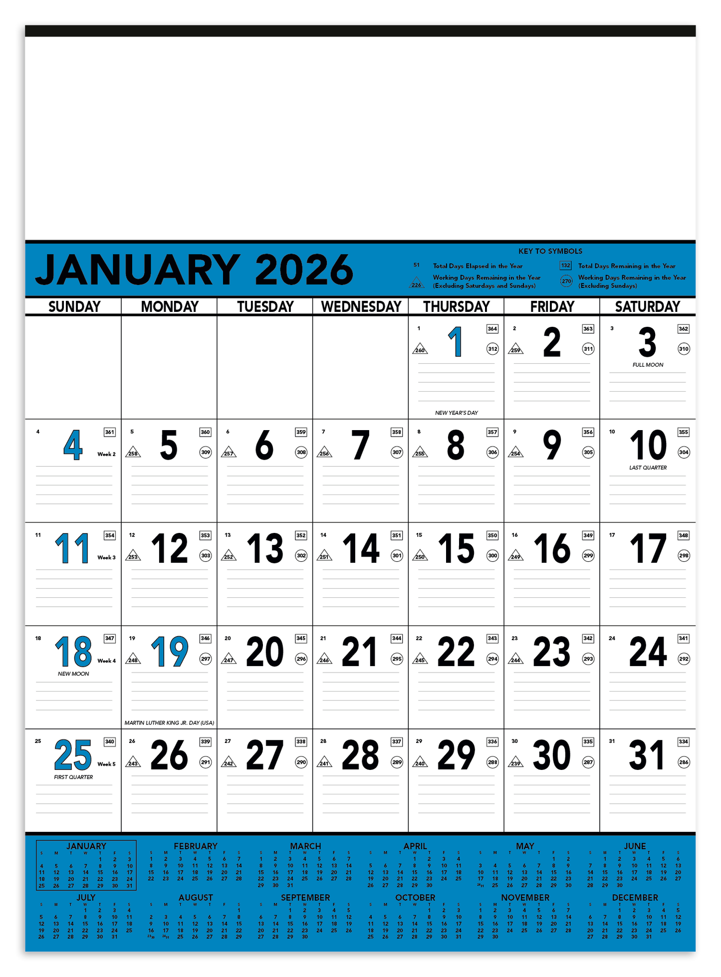 Triumph Calendars Blue Black Contractor Memo Calendar-6104