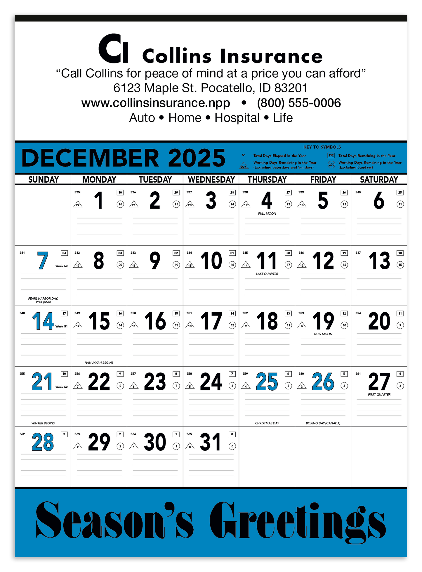 Triumph Calendars Blue Black Contractor Memo Calendar-6104