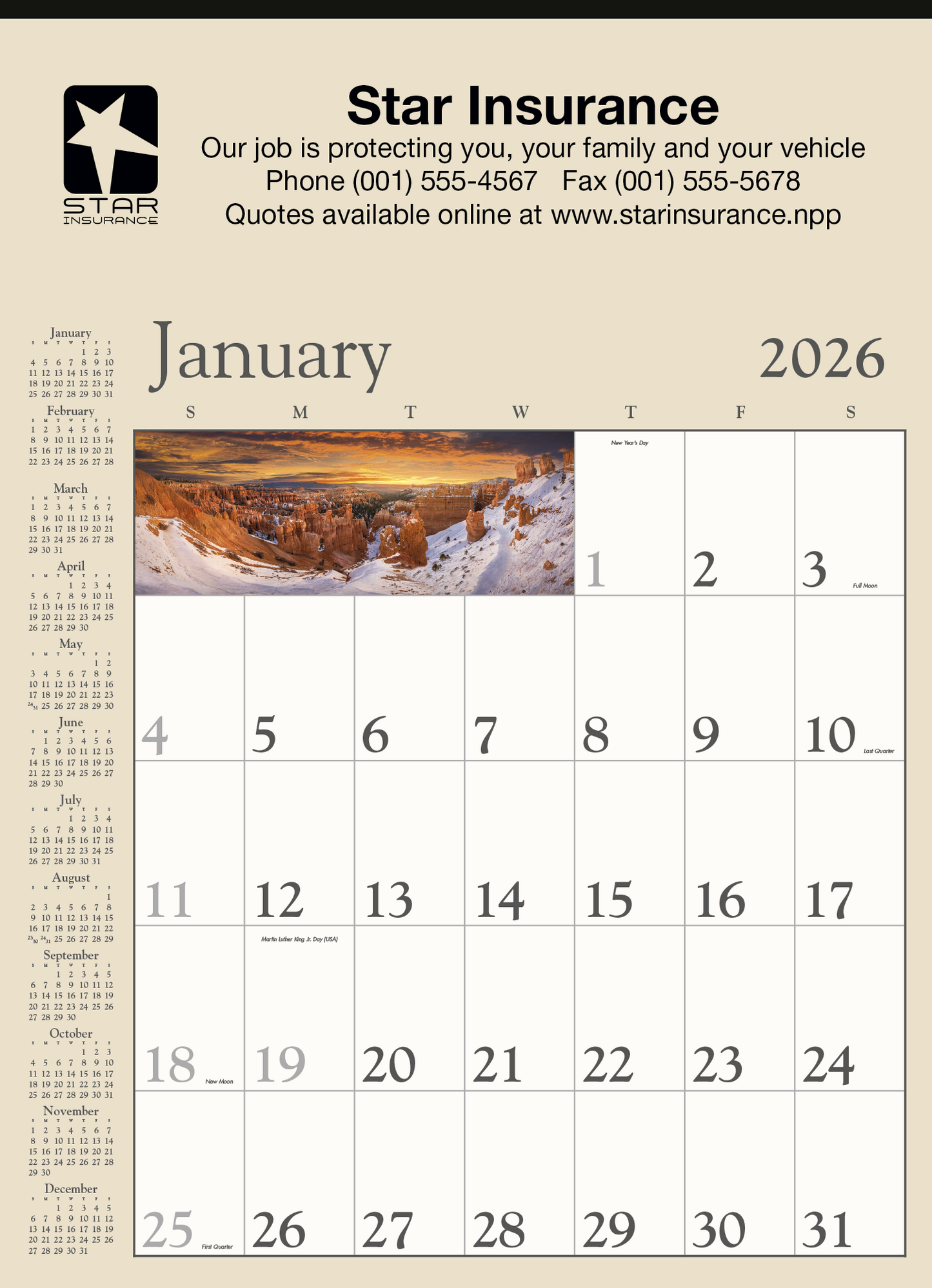 Triumph Calendars Decorator Memo Tan Calendar-6106