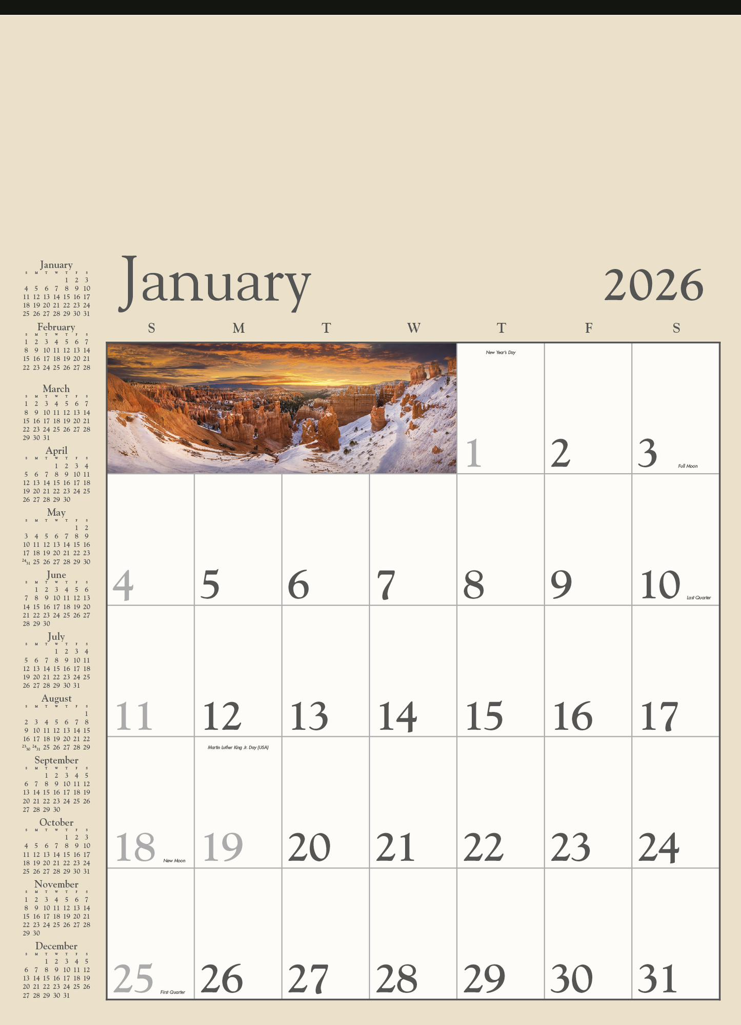 Triumph Calendars Decorator Memo Tan Calendar-6106