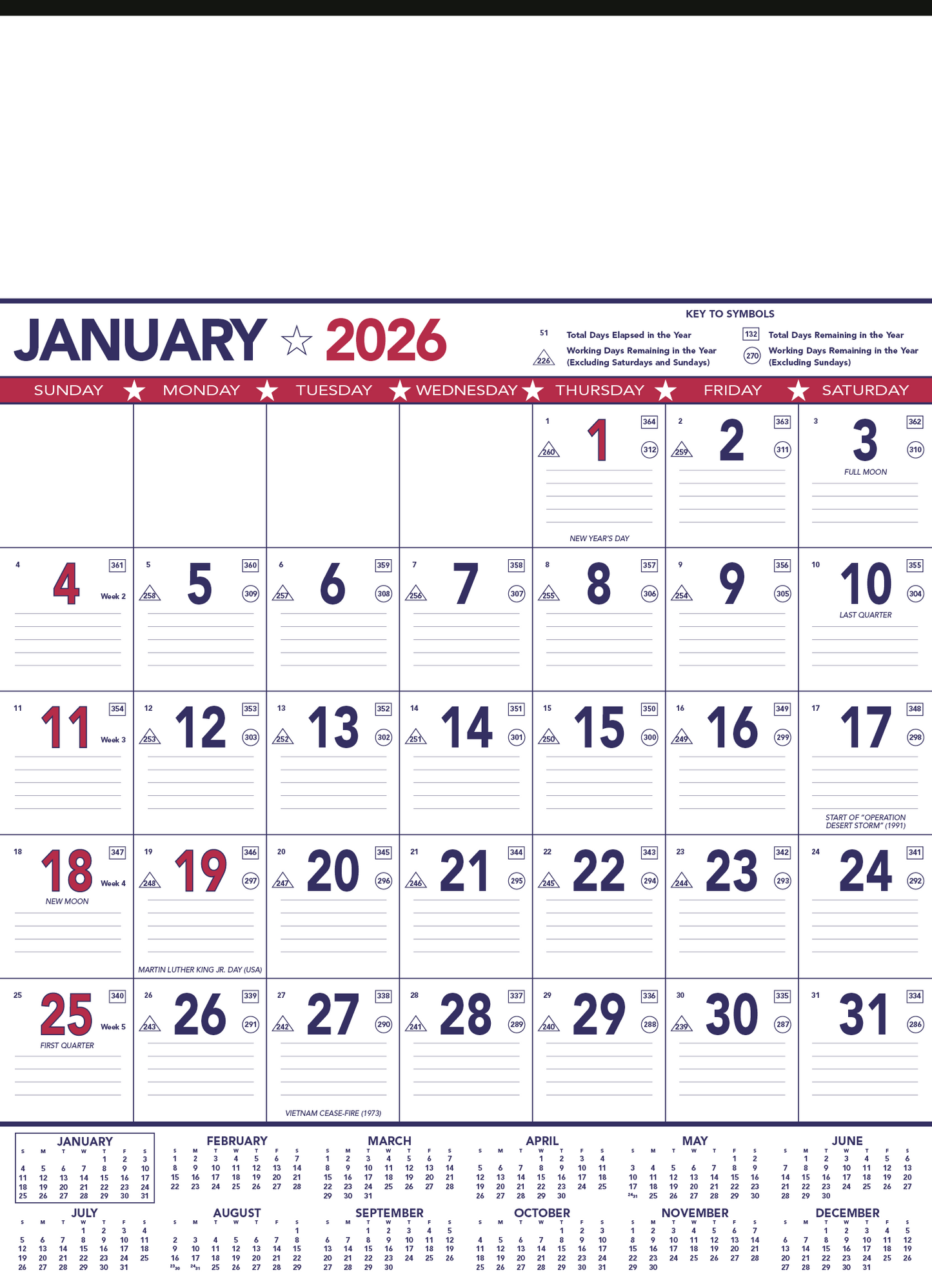 Triumph Calendars Patriotic Contractor Memo Calendar-6108