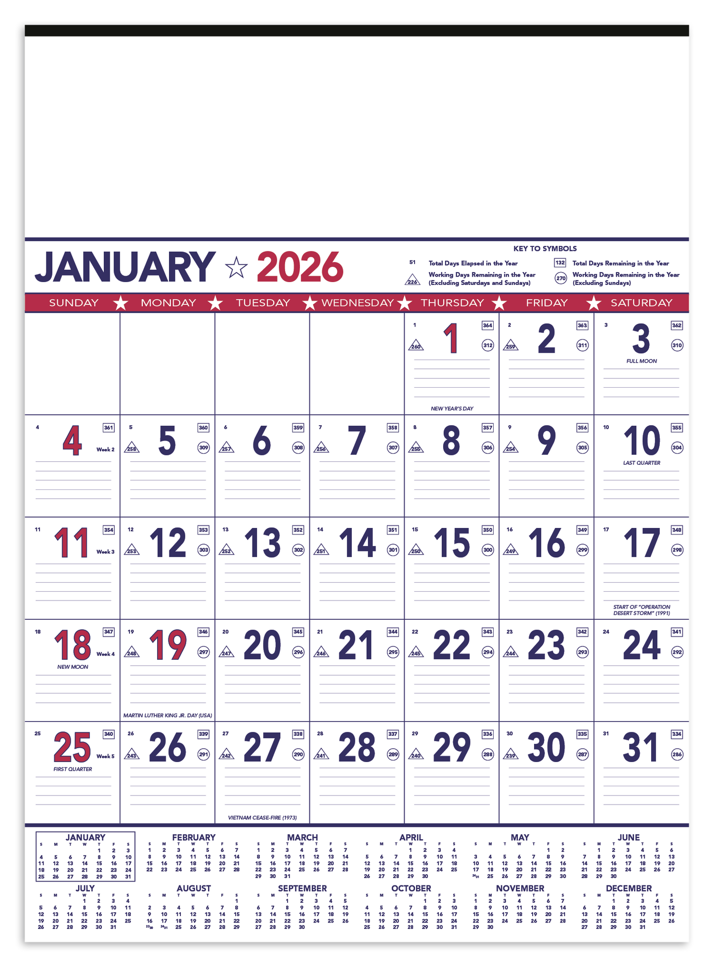 Triumph Calendars Patriotic Contractor Memo Calendar-6108