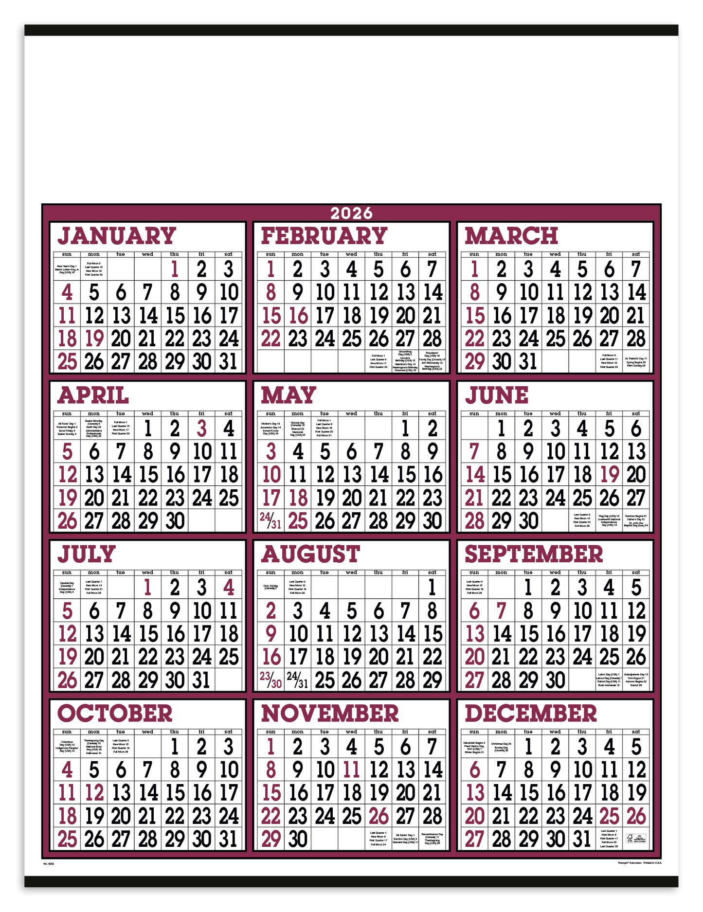 Triumph Calendars Big Numbers SpanAYear Calendar-6202