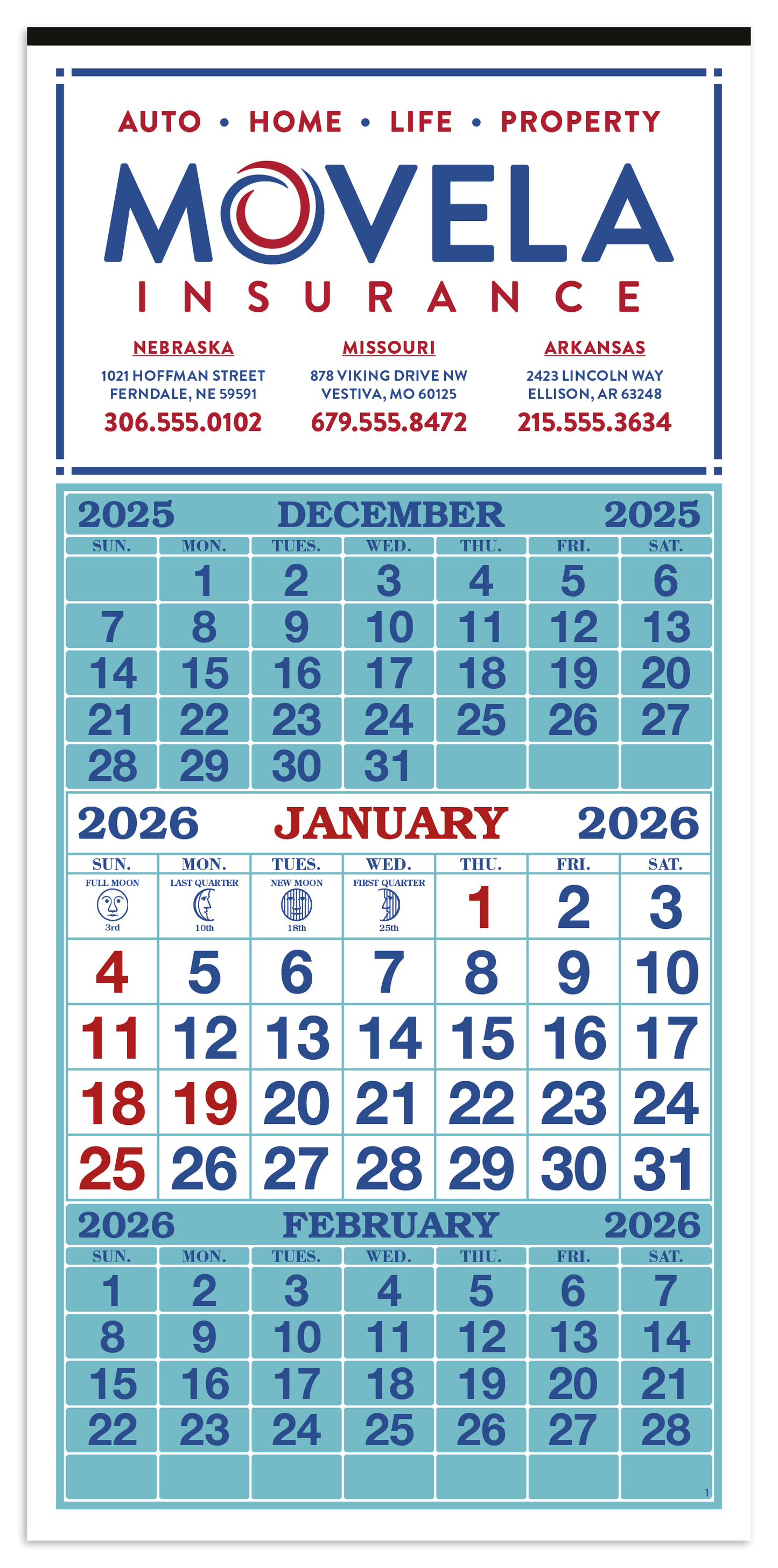 Skinner Kennedy 3Month Display 12Sheet Calendar-63-E