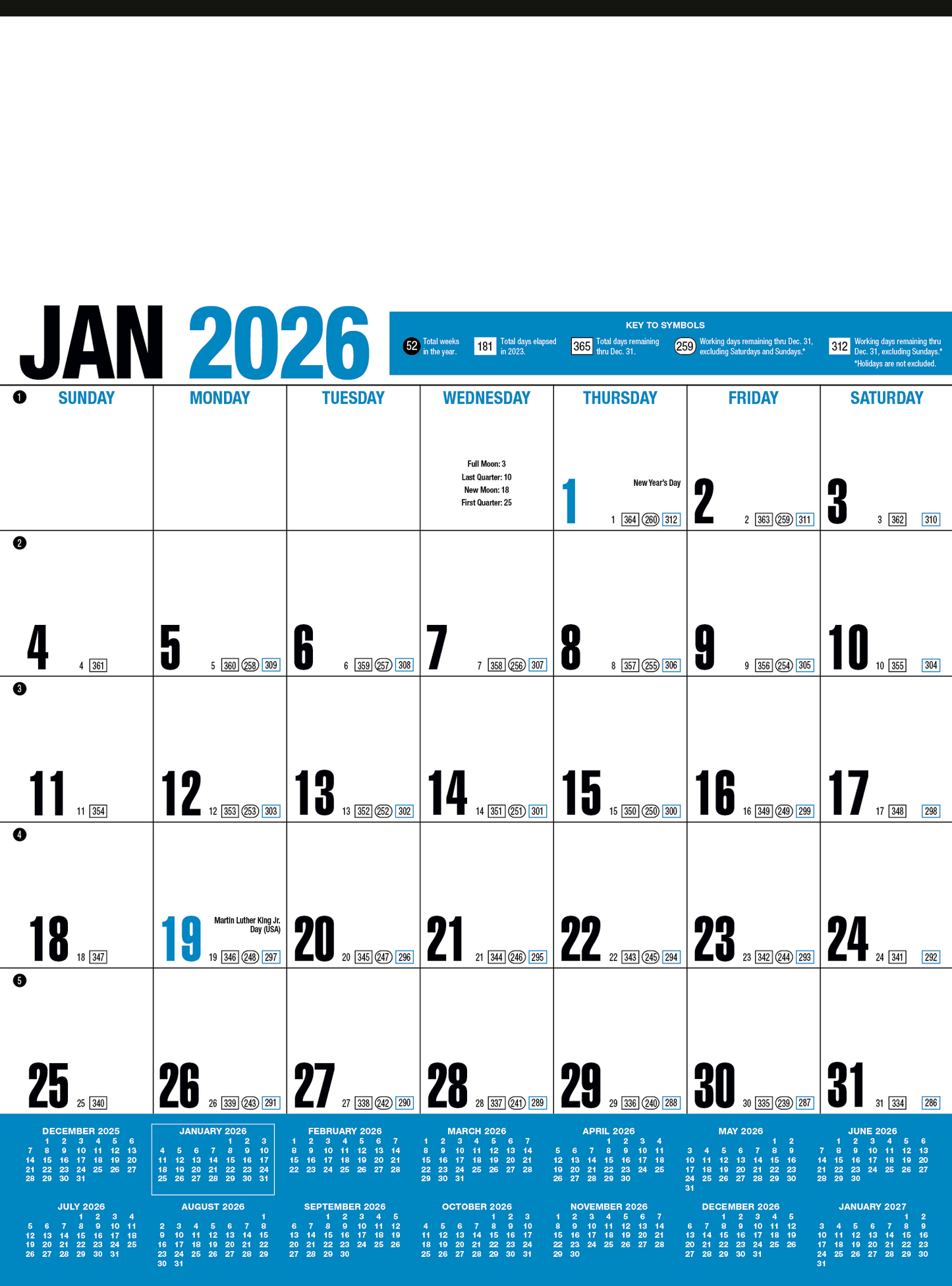 HotLine Products Yearly Record Blue Calendar-643