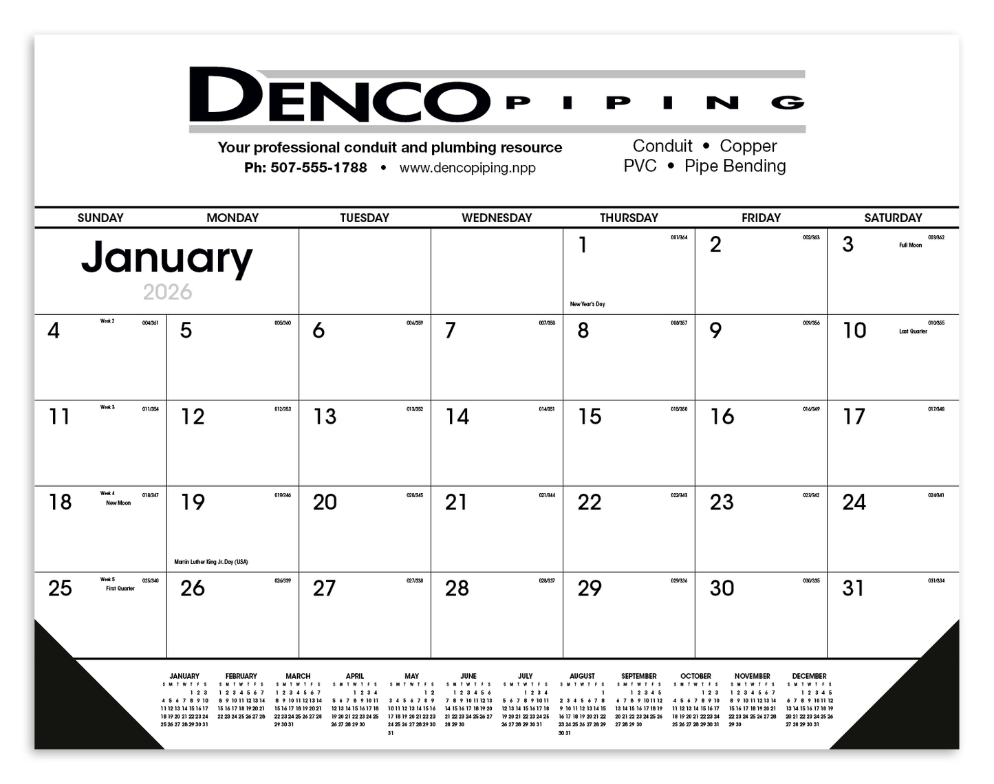 Triumph Calendars Black White Desk Pad with Vinyl Corners-6506