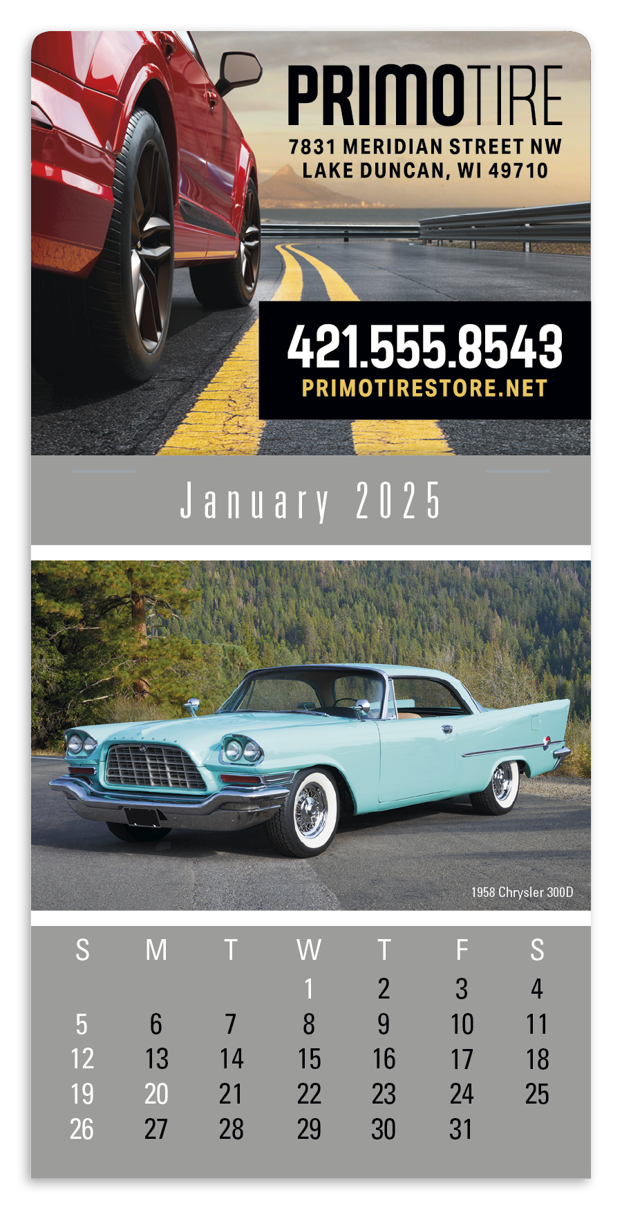 Triumph Calendars PressNStick FullColor Header Cruisin Cars Calendar-V7899FC