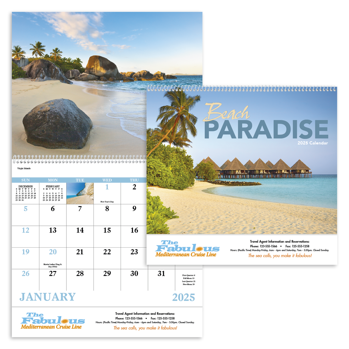 Good Value Beach Paradise Spiral Calendar-7068