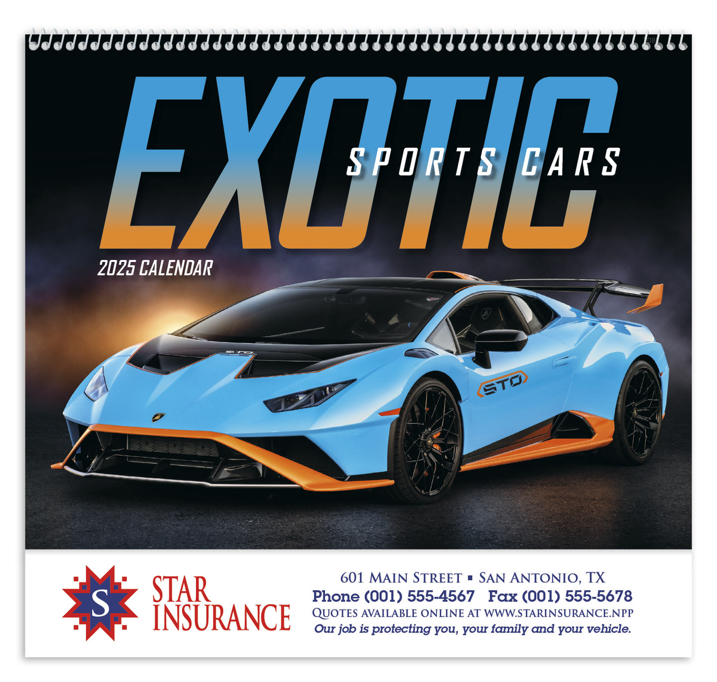 Good Value Exotic Sports Cars Spiral Calendar-7081