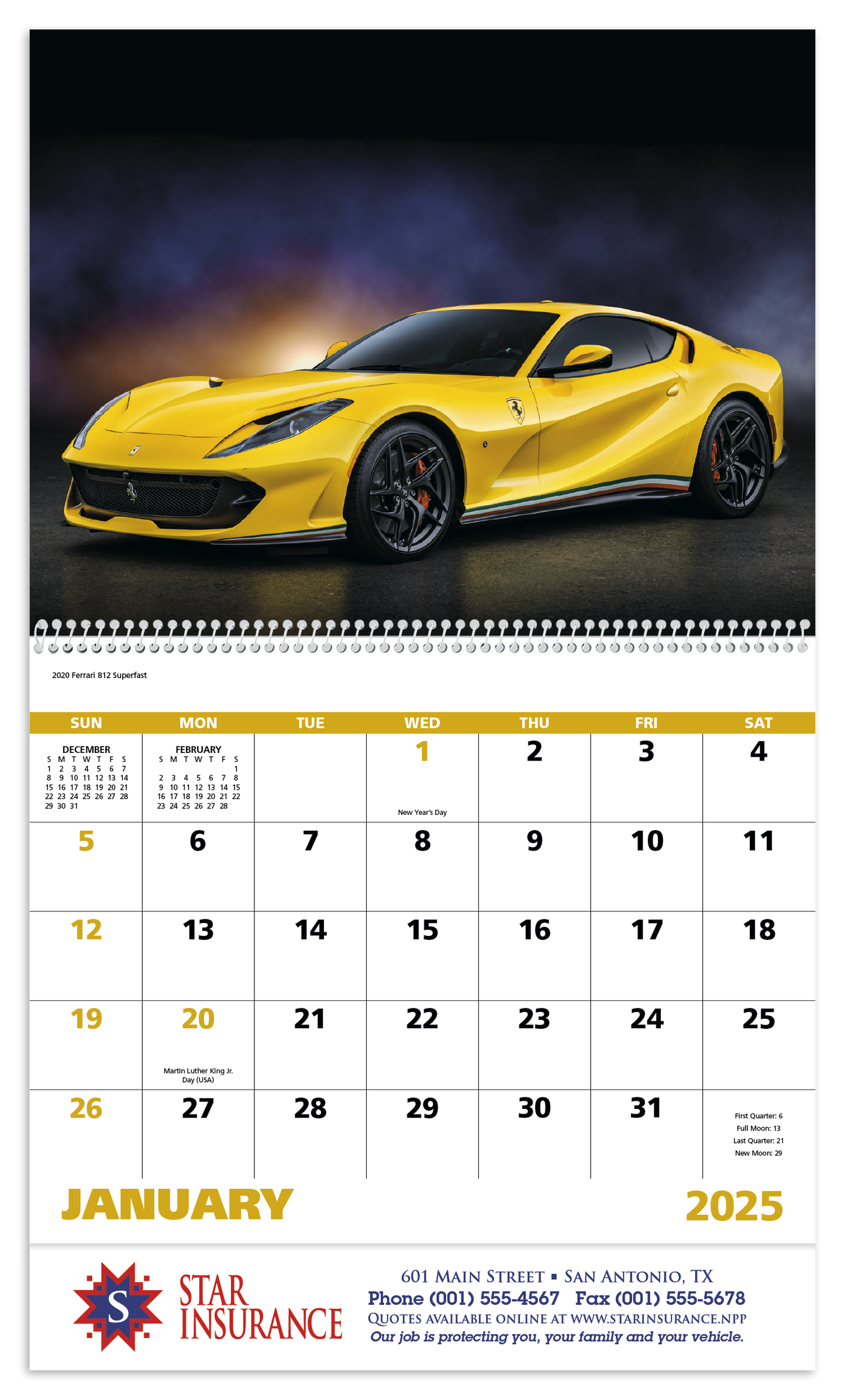 Good Value Exotic Sports Cars Spiral Calendar-7081