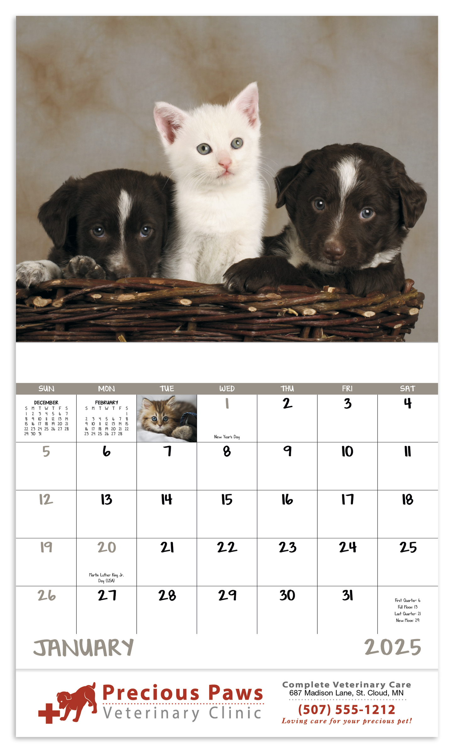 Good Value Puppies Kittens Stapled Calendar-7207