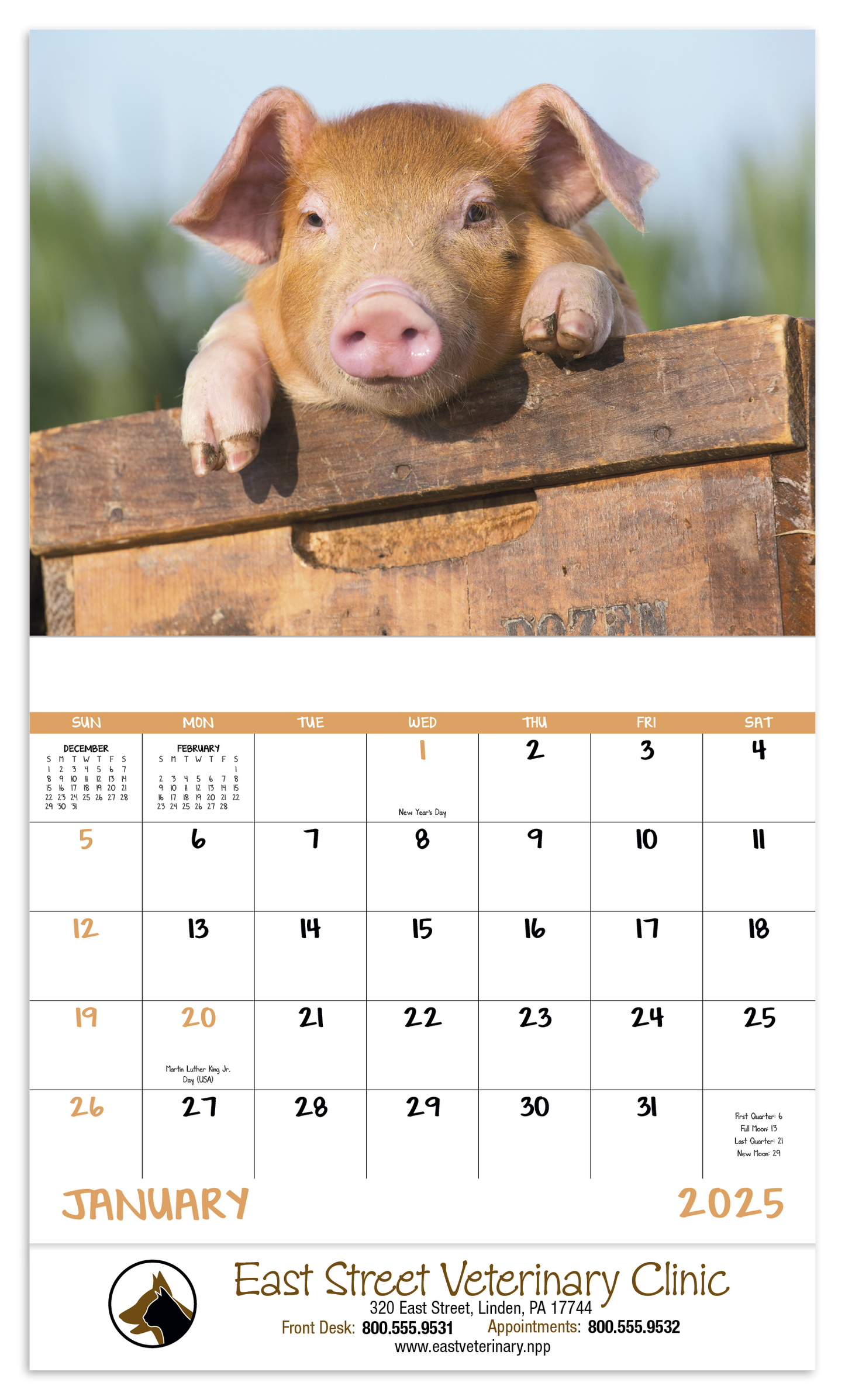 Good Value Baby Farm Animals Stapled Calendar-7220
