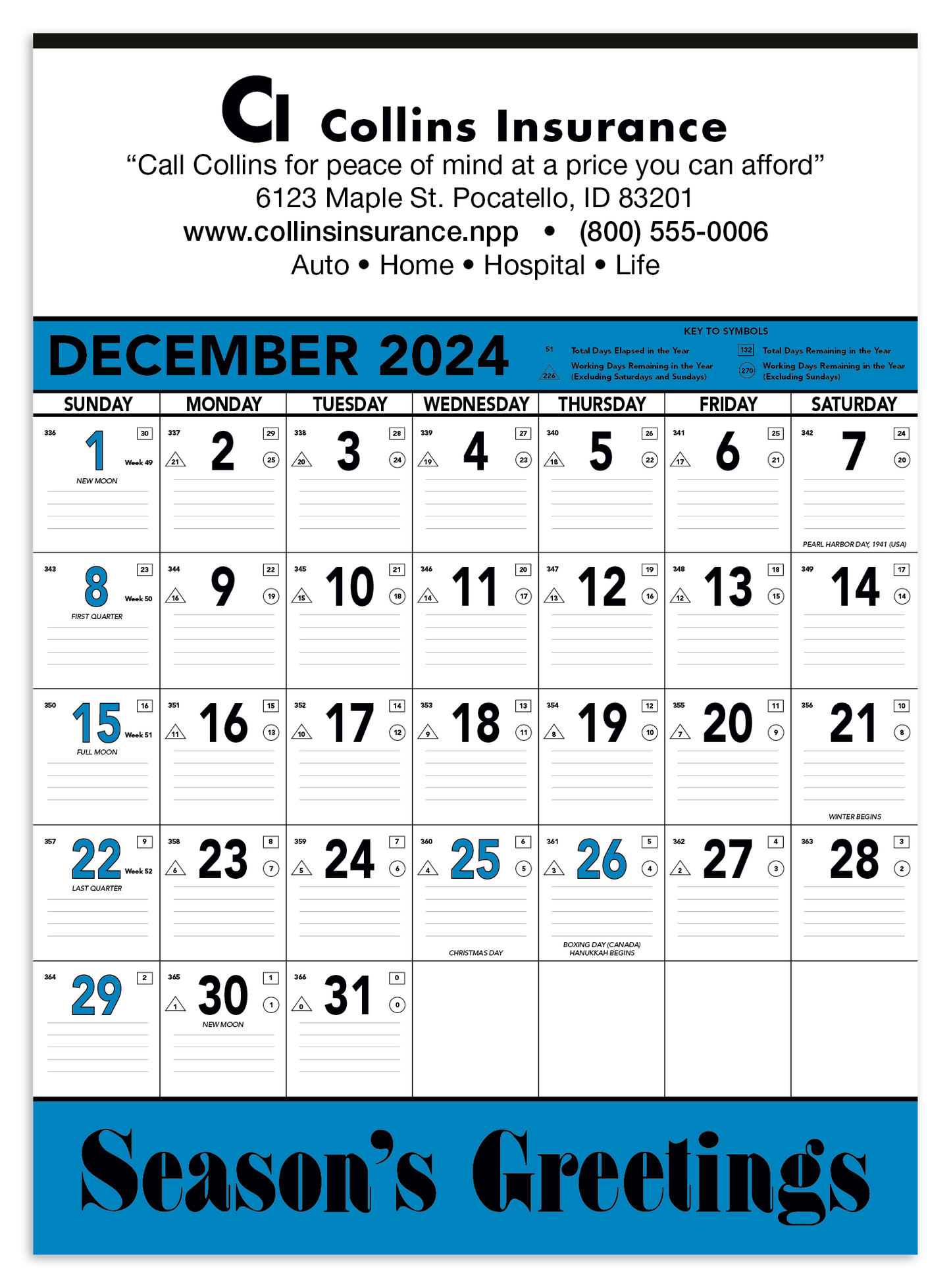 Triumph Calendars Blue Black Contractor Memo Calendar-6104