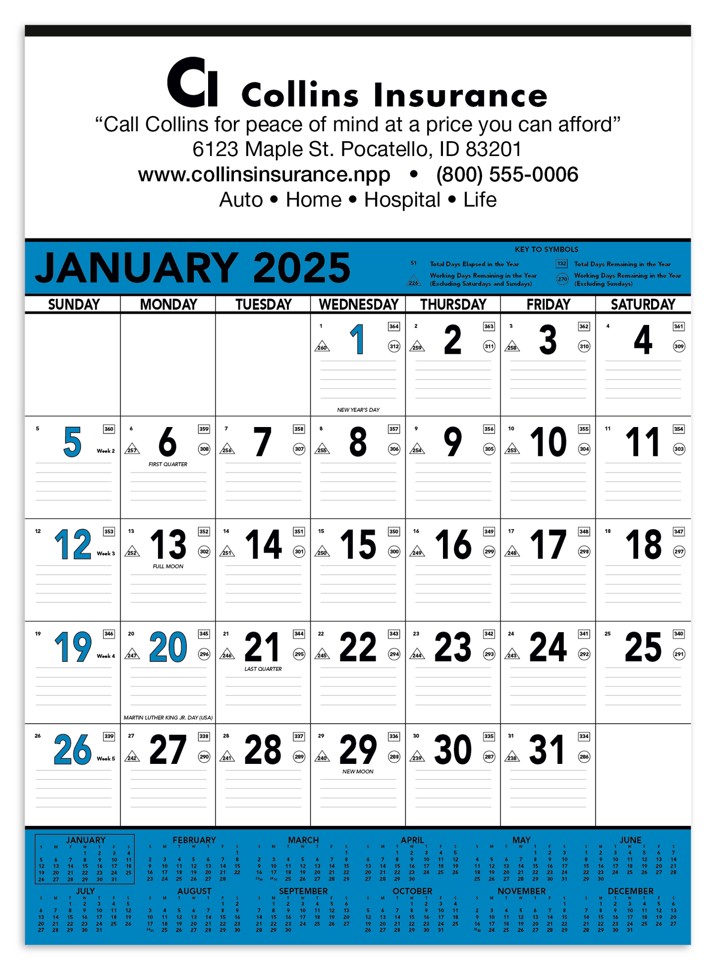 Triumph Calendars Blue Black Contractor Memo Calendar-6104