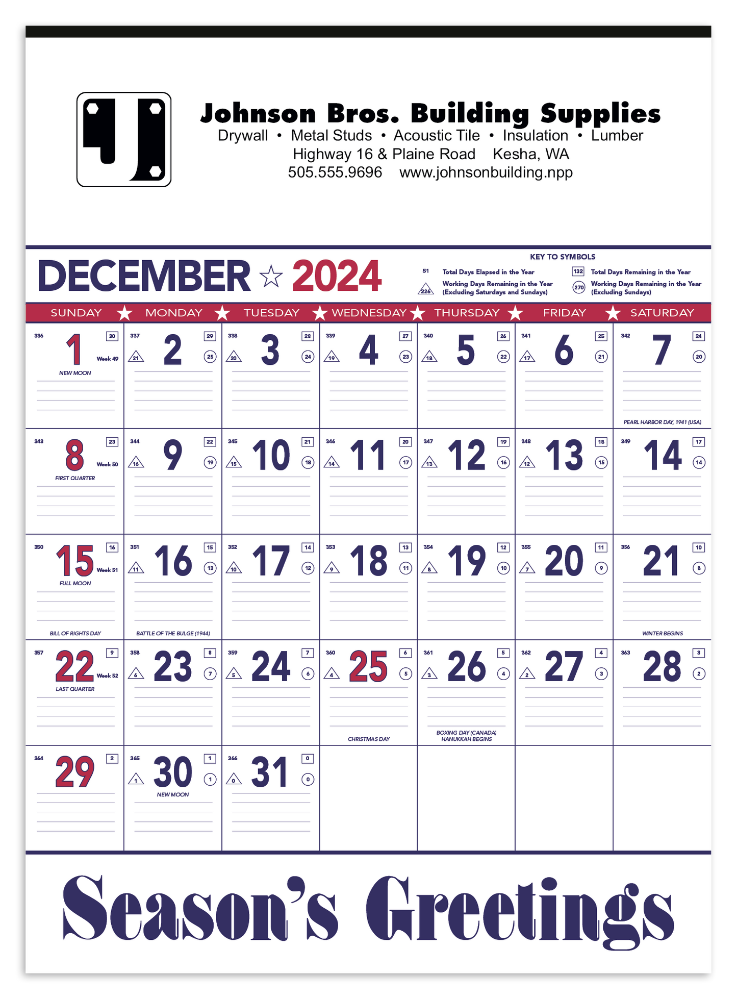 Triumph Calendars Patriotic Contractor Memo Calendar-6108