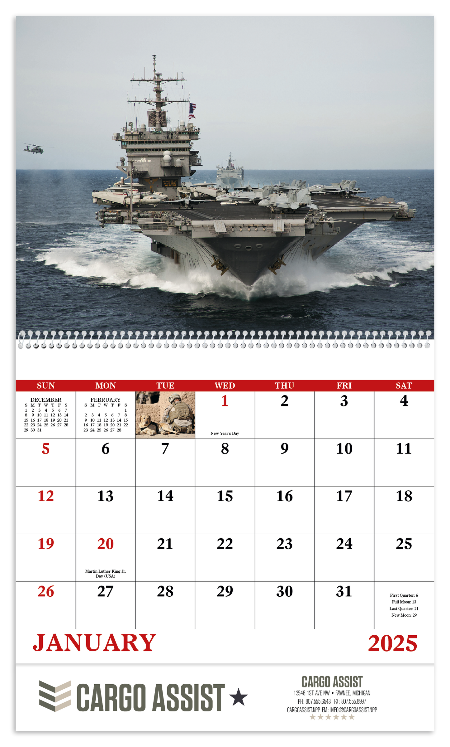 Good Value American Armed Forces Spiral Calendar-7012