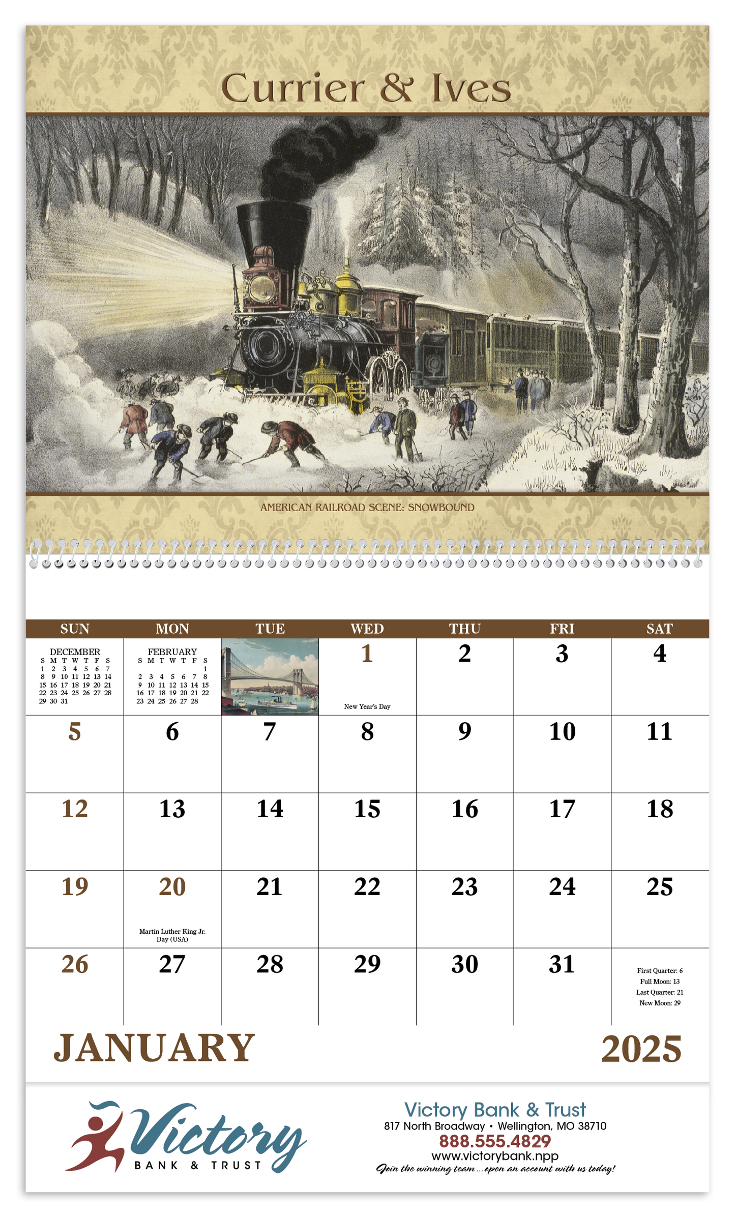 Good Value Currier Ives Spiral Calendar-7041