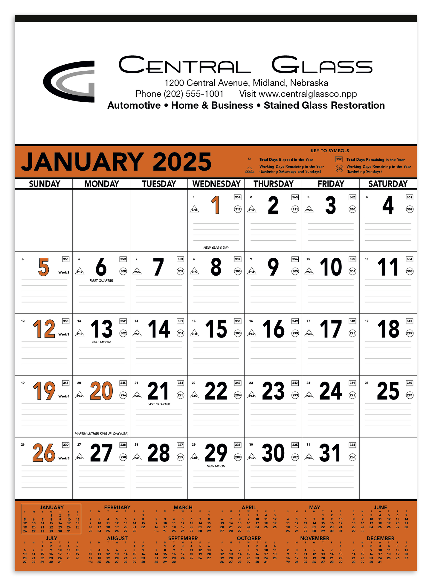 Triumph Calendars Orange Black Contractor Memo Calendar-6103