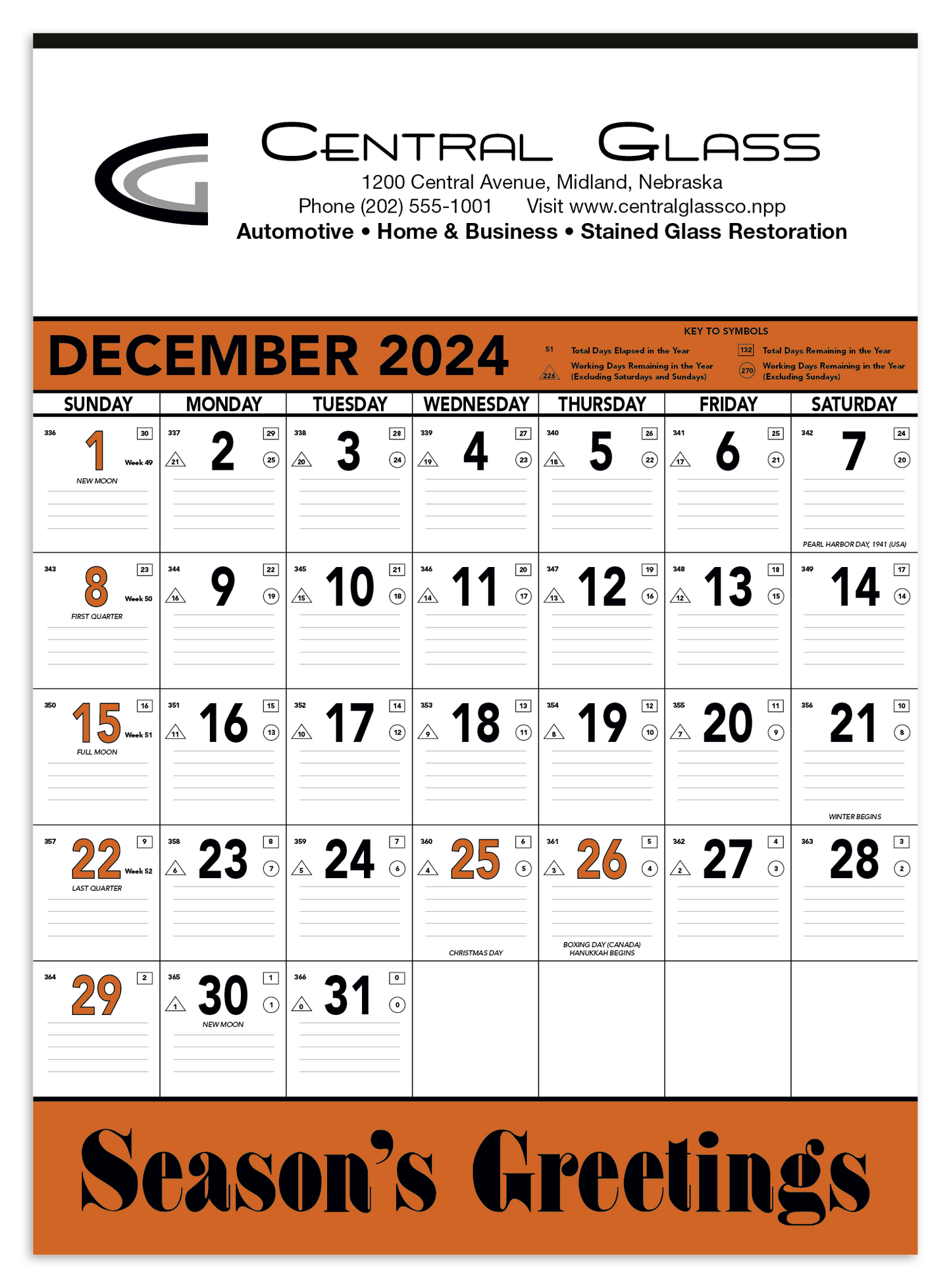 Triumph Calendars Orange Black Contractor Memo Calendar-6103