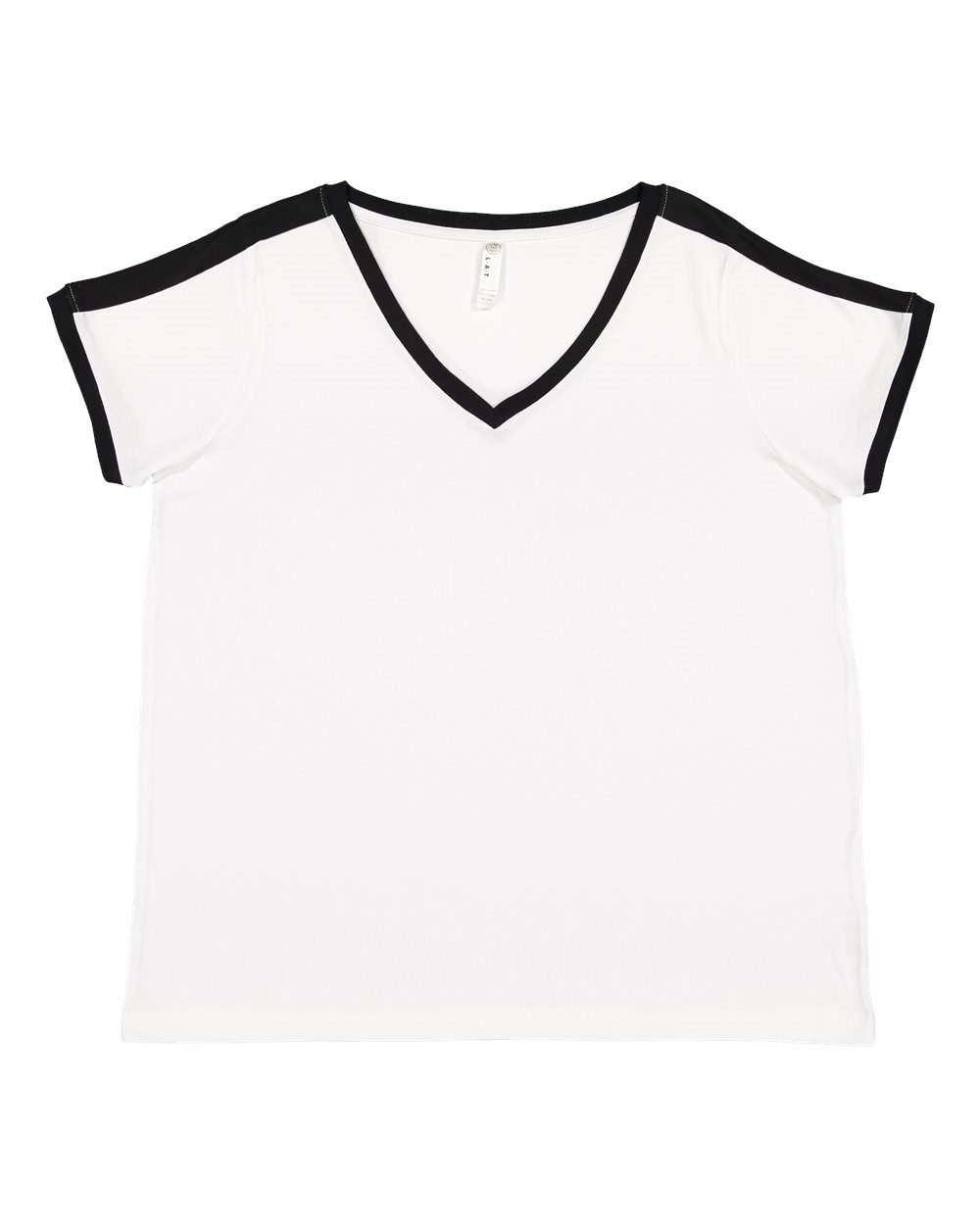 LAT Women's Curvy Retro Ringer Premium Jersey V-Neck Tee - 3832