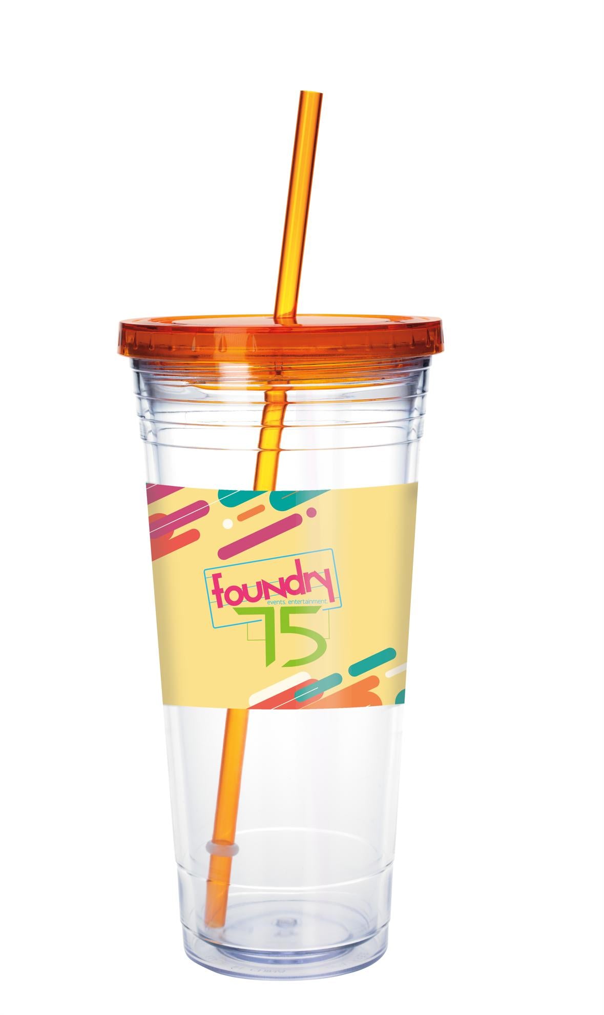 Good Value Clear Tumbler with Colored Lid 24 oz-45963