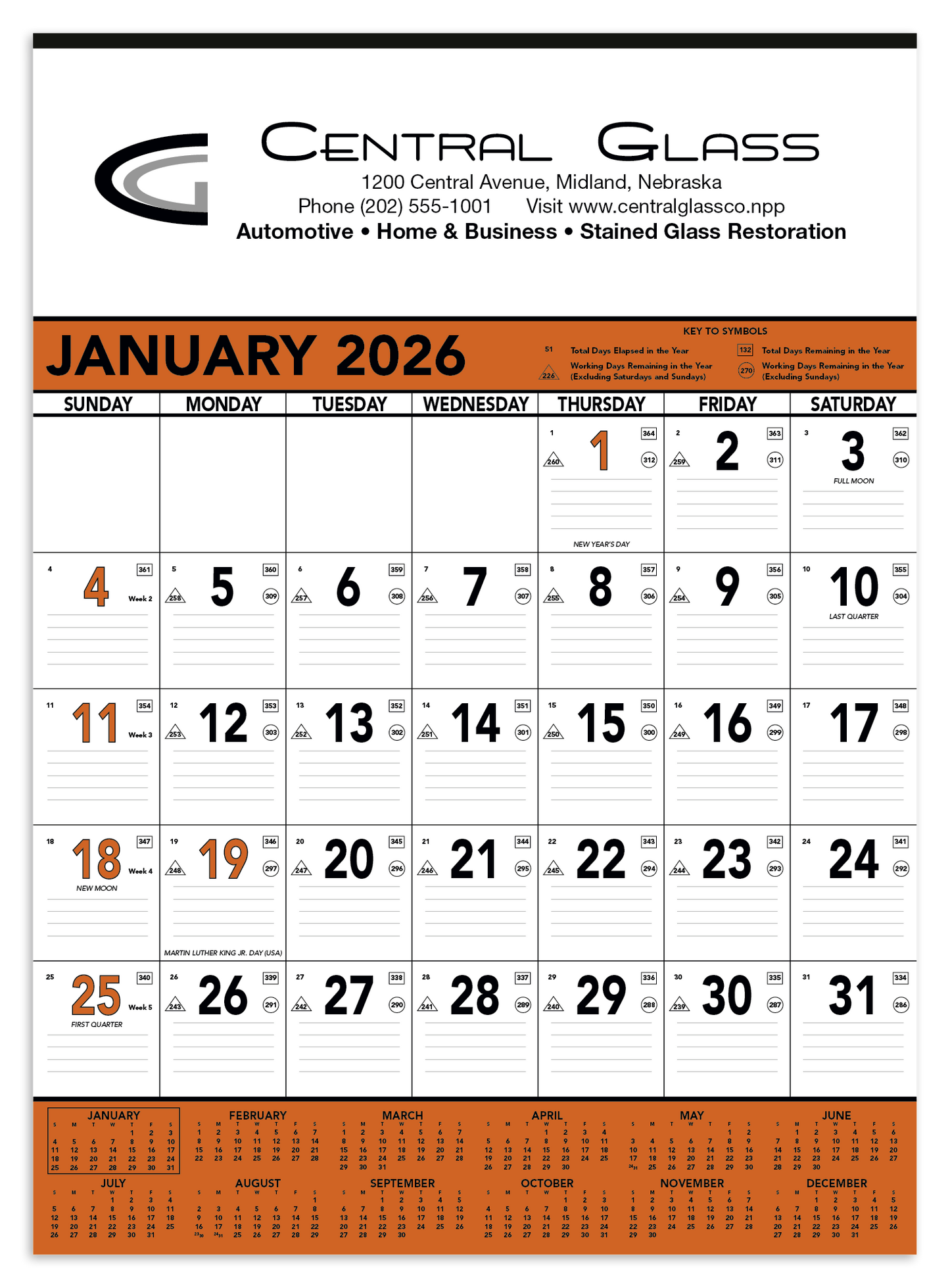 Triumph Calendars Orange Black Contractor Memo Calendar-6103