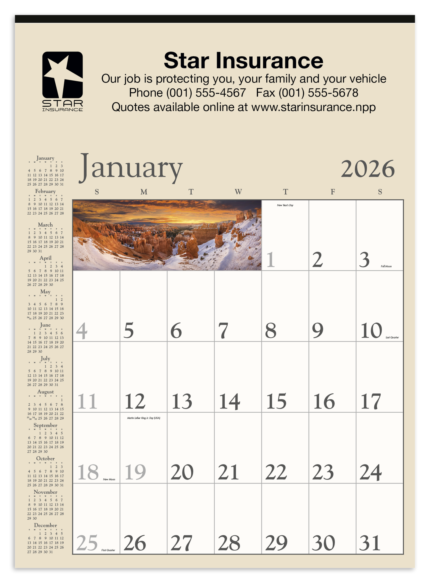 Triumph Calendars Decorator Memo Tan Calendar-6106