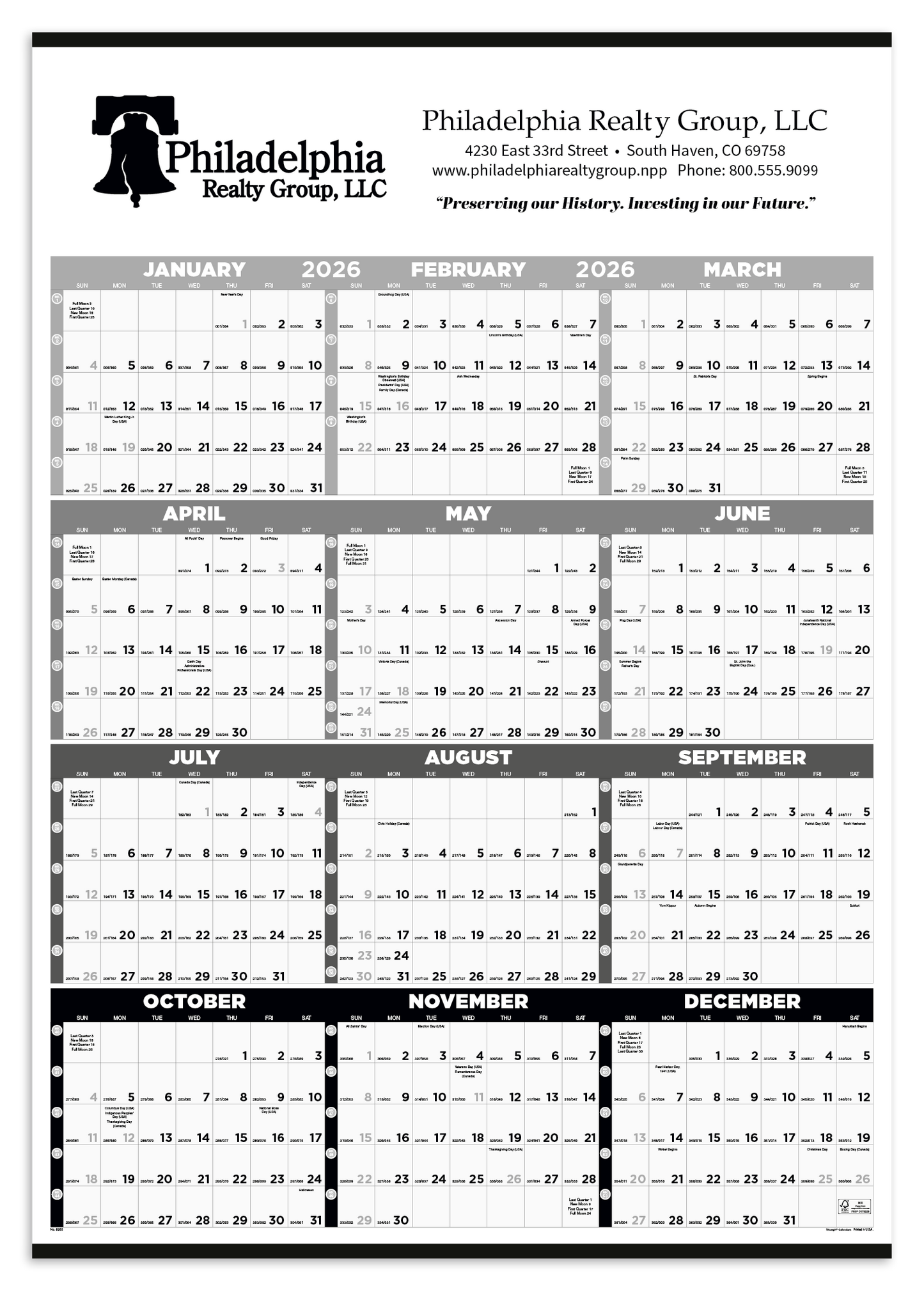 Triumph Calendars Black White Time Management SpanAYear NonLaminated Calendar-6255