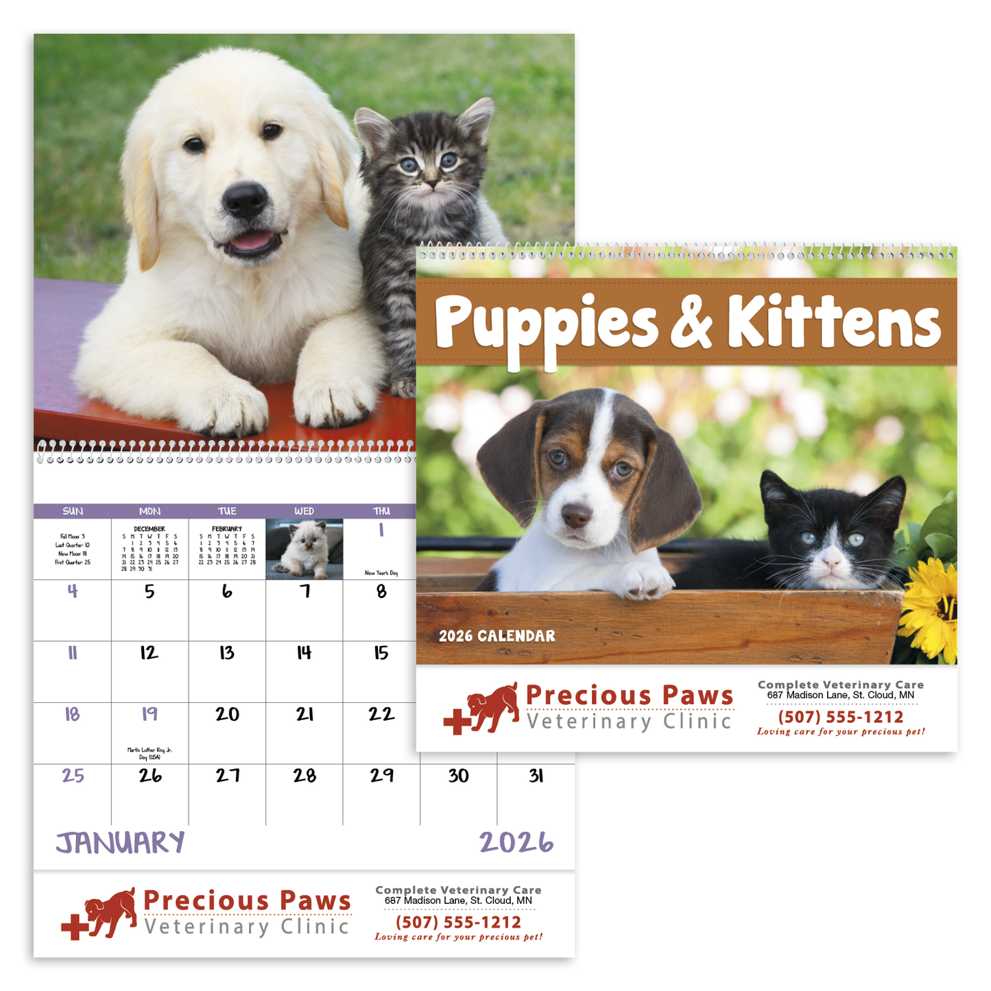 Good Value Puppies Kittens Spiral Calendar-7007