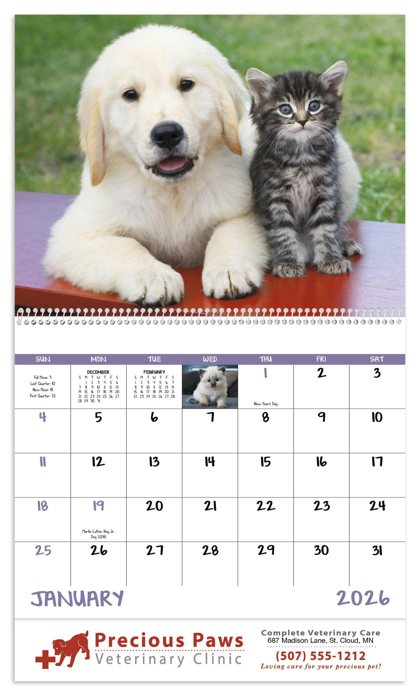 Good Value Puppies Kittens Spiral Calendar-7007