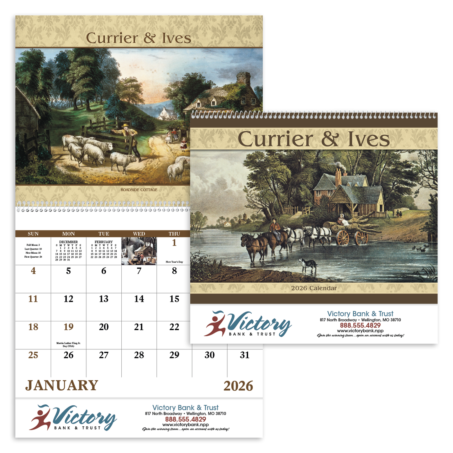 Good Value Currier Ives Spiral Calendar-7041