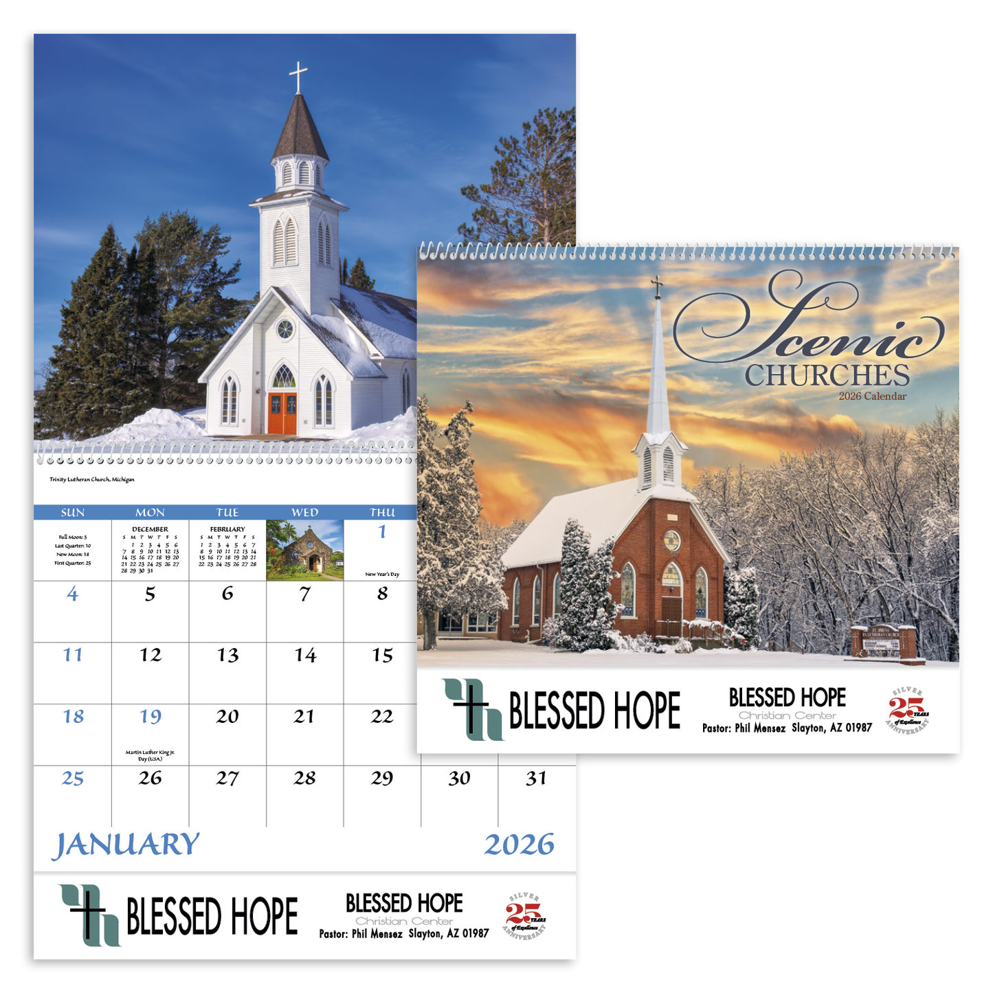 Good Value Scenic Churches Spiral Calendar-7045