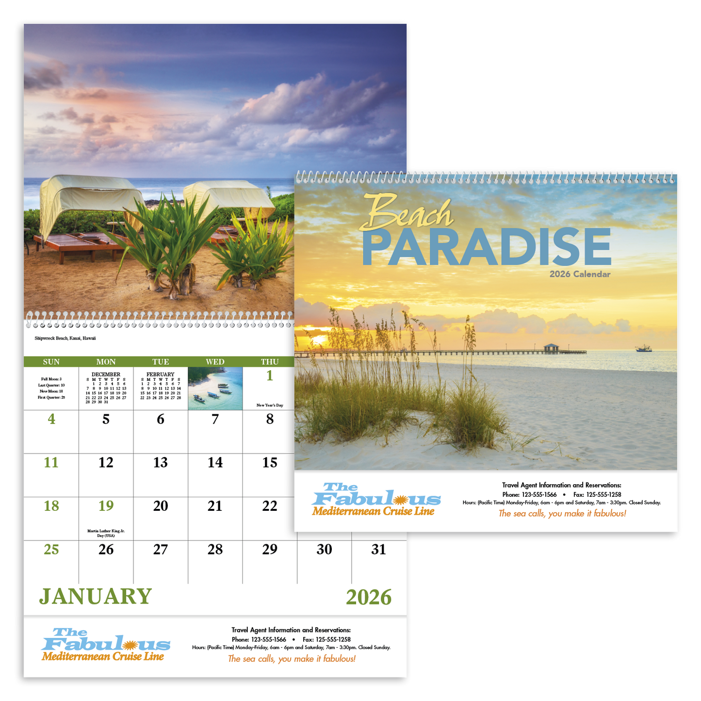 Good Value Beach Paradise Spiral Calendar-7068