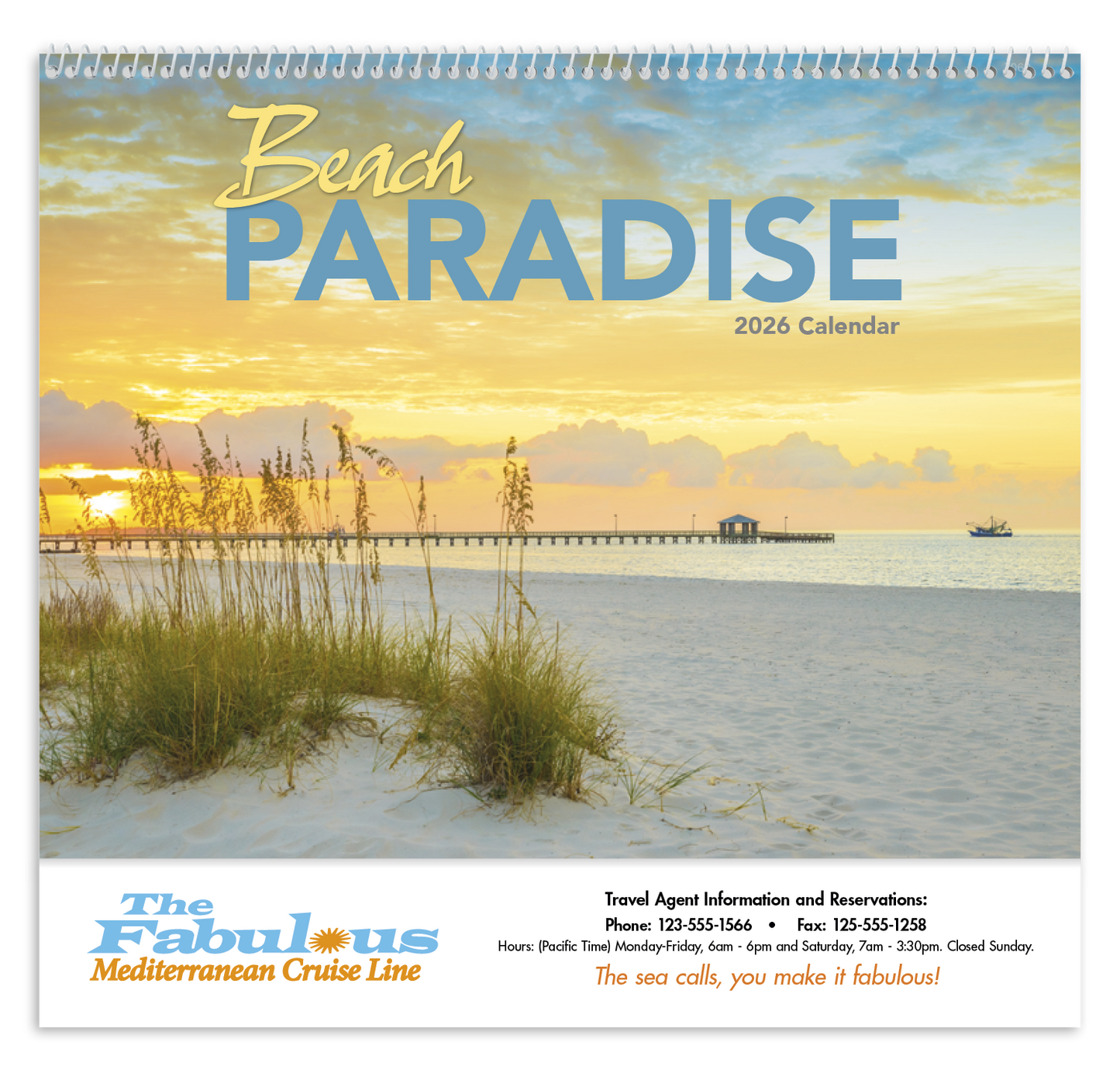 Good Value Beach Paradise Spiral Calendar-7068