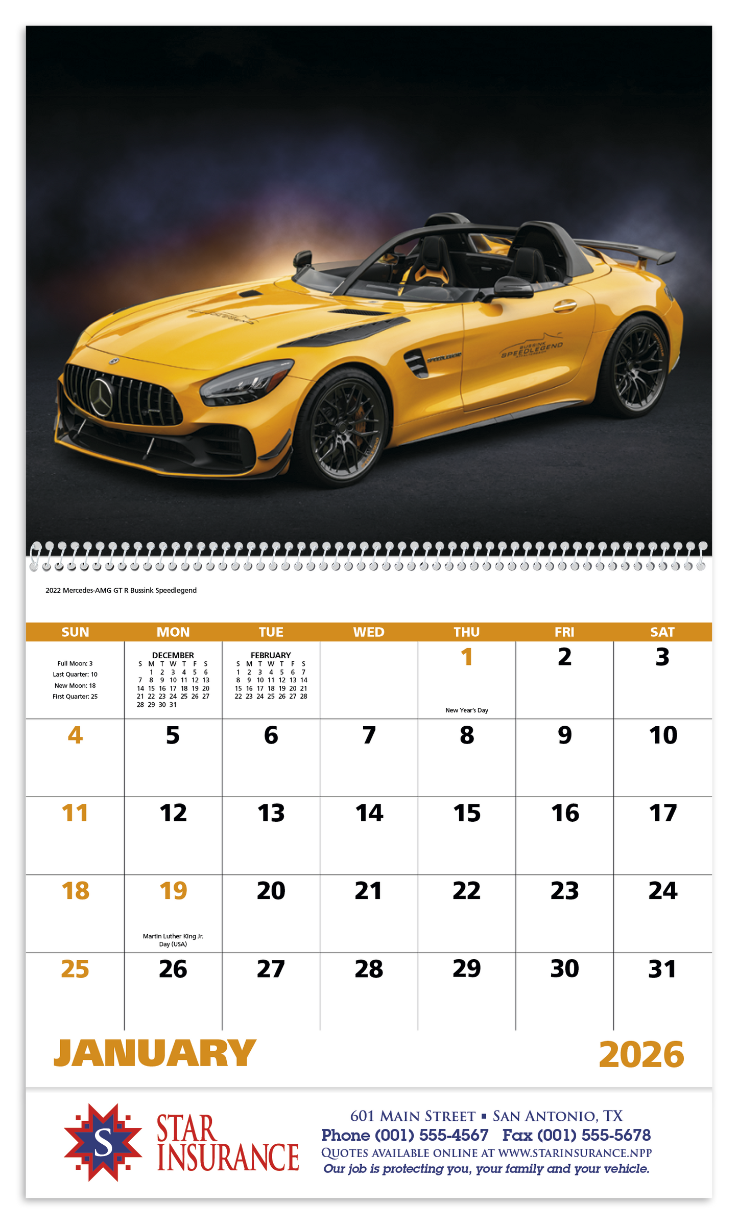 Good Value Exotic Sports Cars Spiral Calendar-7081