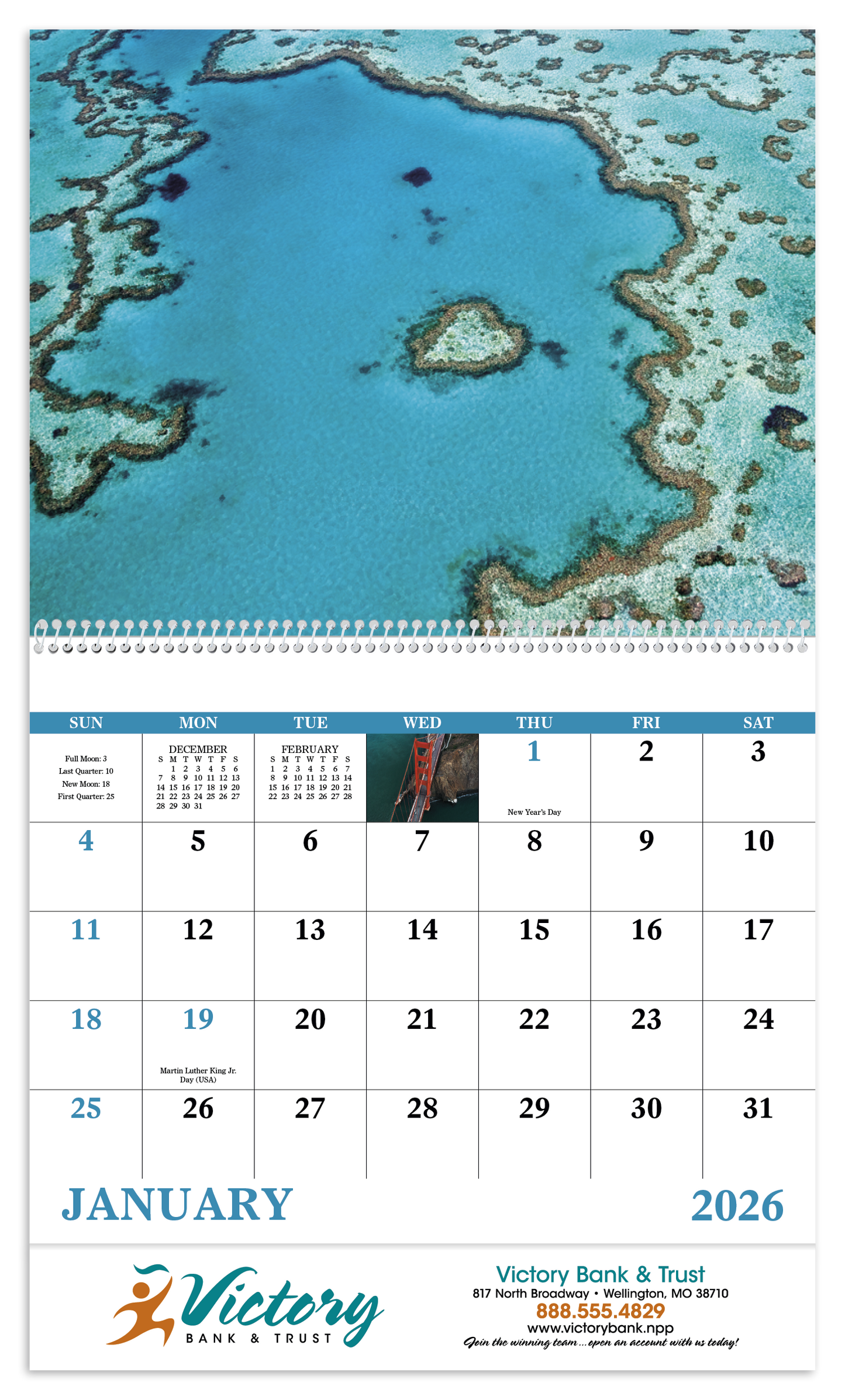 Good Value View from Above Spiral Calendar-7084