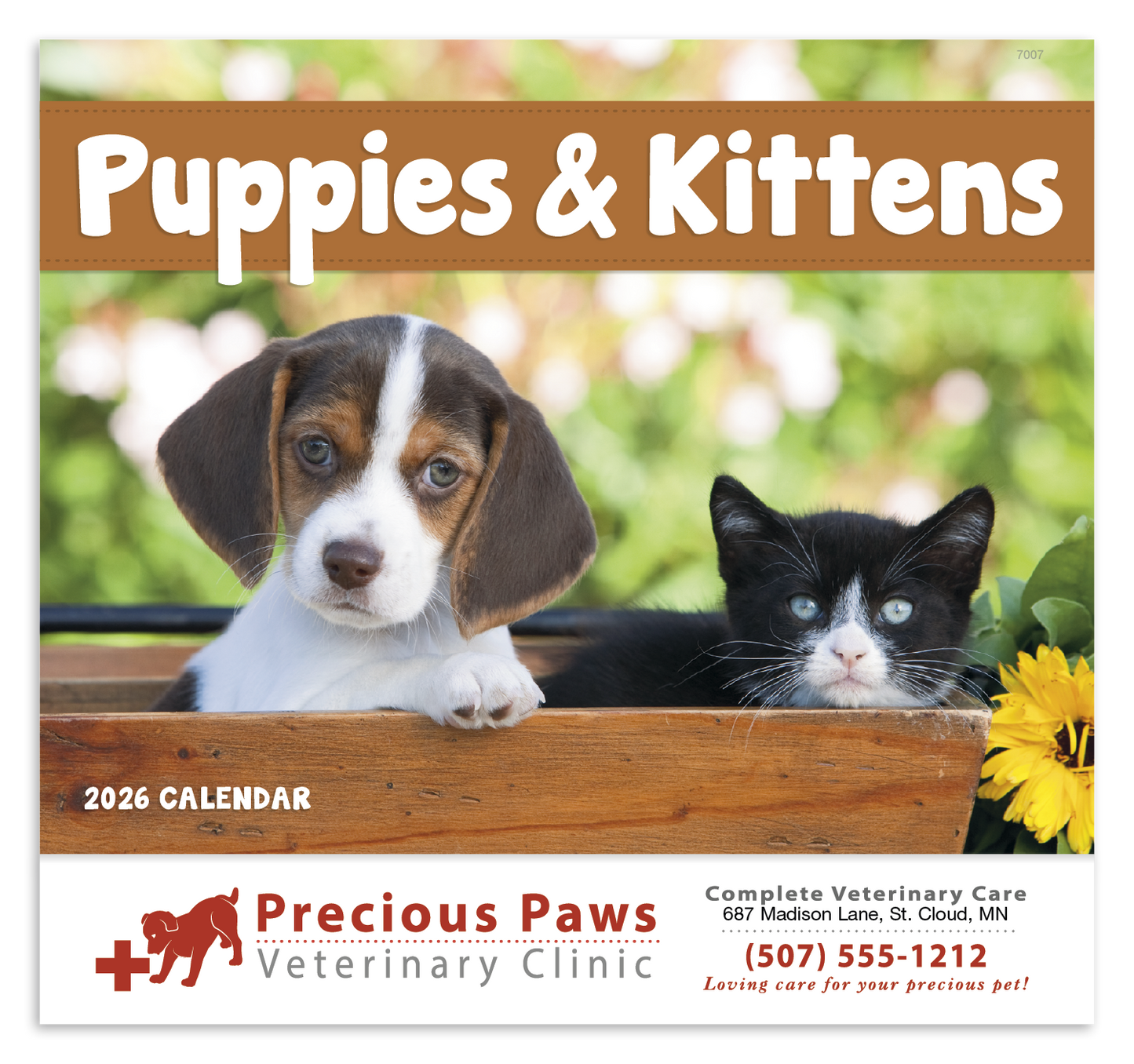 Good Value Puppies Kittens Stapled Calendar-7207