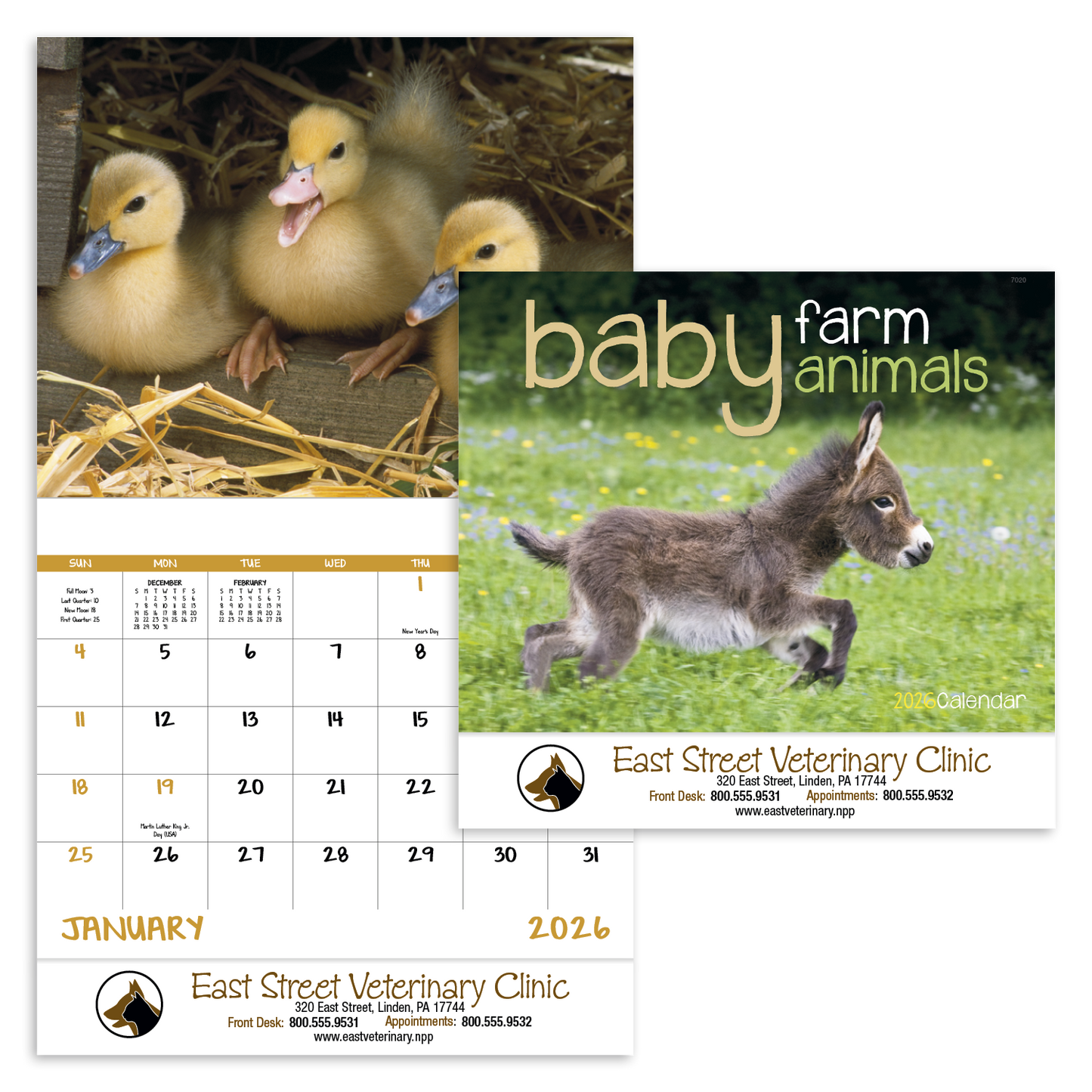 Good Value Baby Farm Animals Stapled Calendar-7220