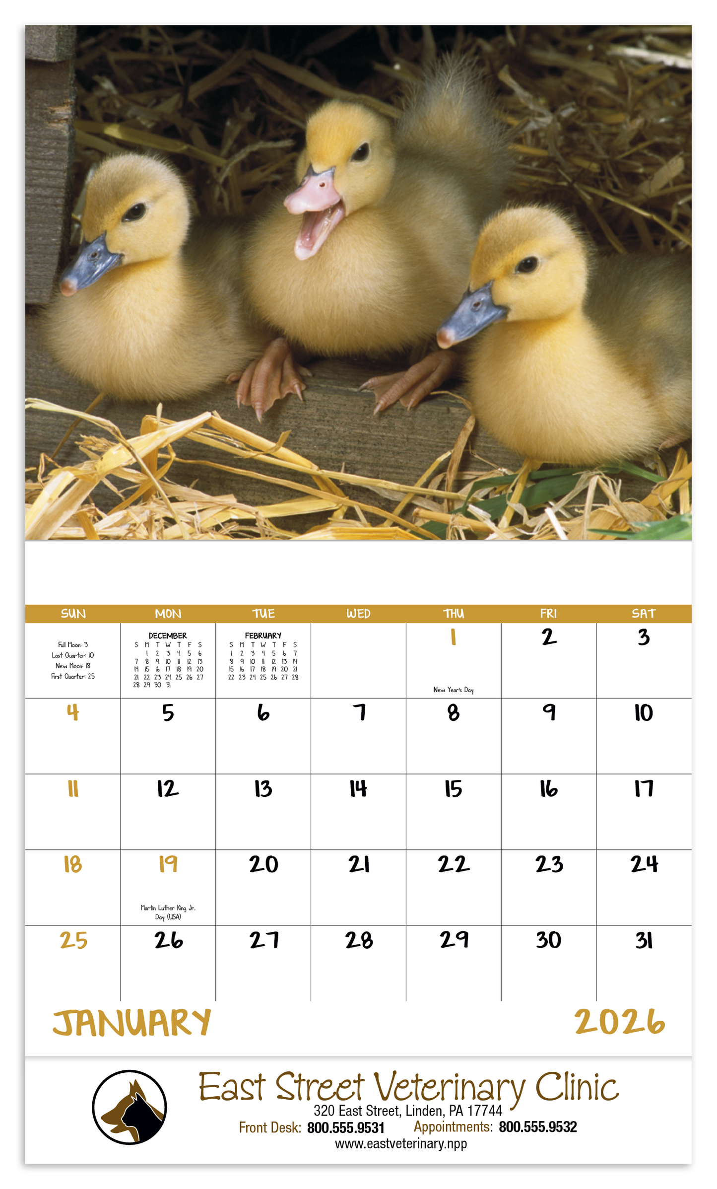 Good Value Baby Farm Animals Stapled Calendar-7220