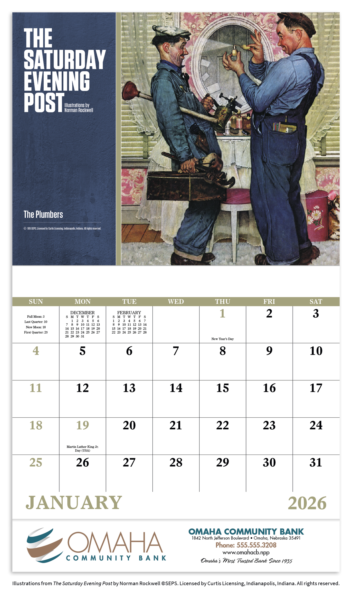 Good Value The Saturday Evening Post Illustrations by Norman Rockwell Stapled Calendar-7239