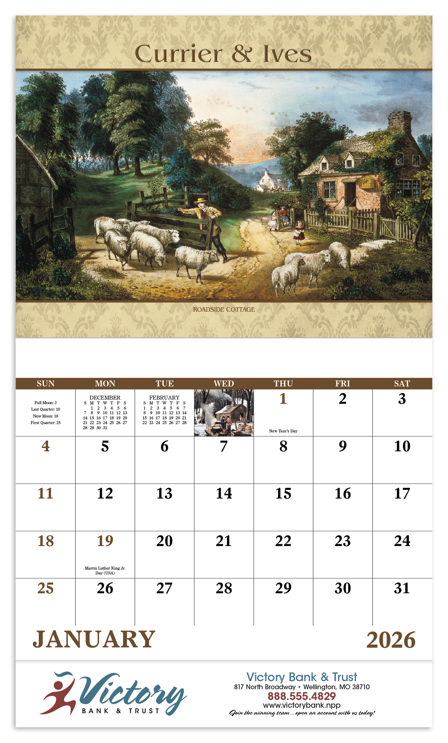 Good Value Currier Ives Stapled Calendar-7241