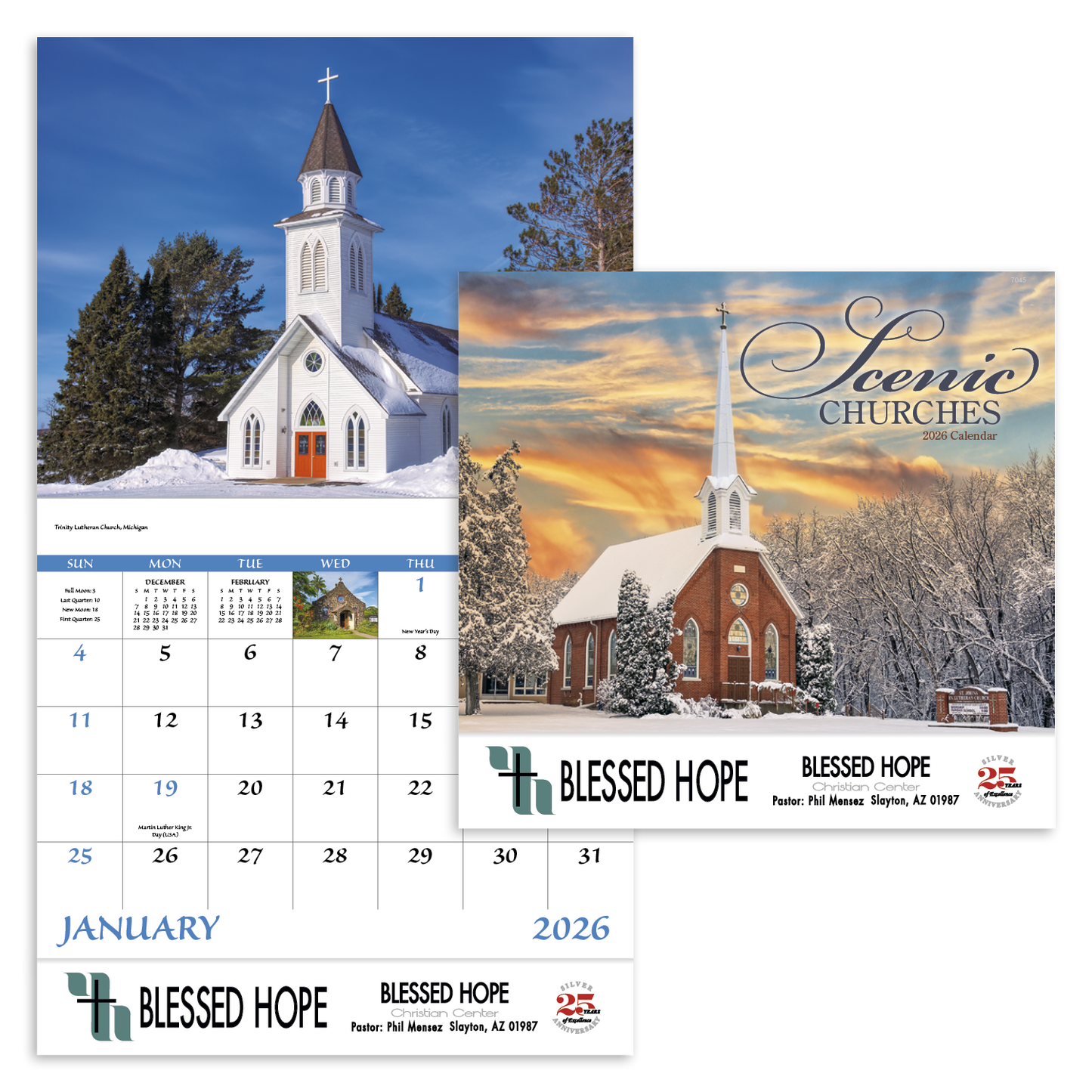 Good Value Scenic Churches Stapled Calendar-7245