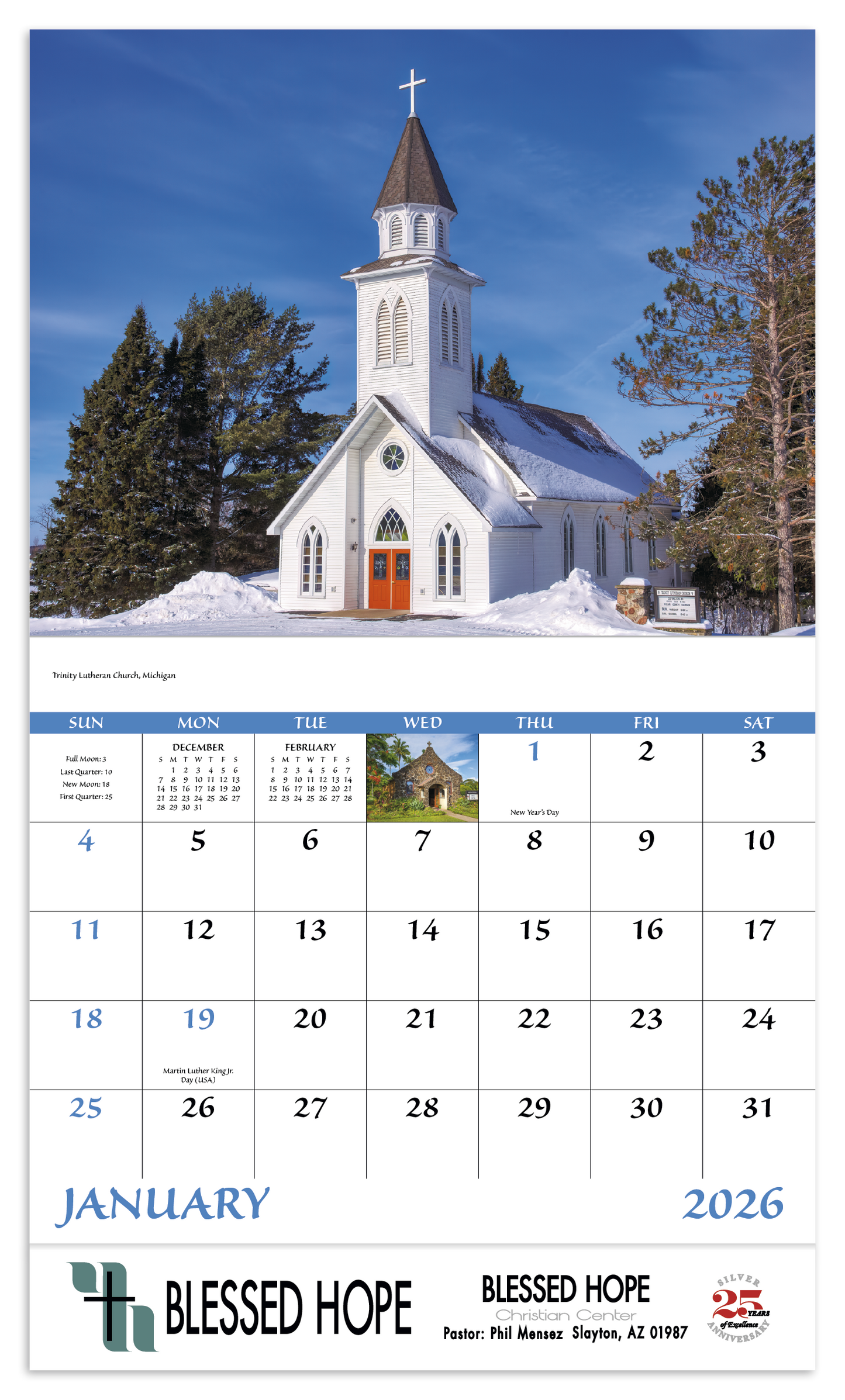 Good Value Scenic Churches Stapled Calendar-7245