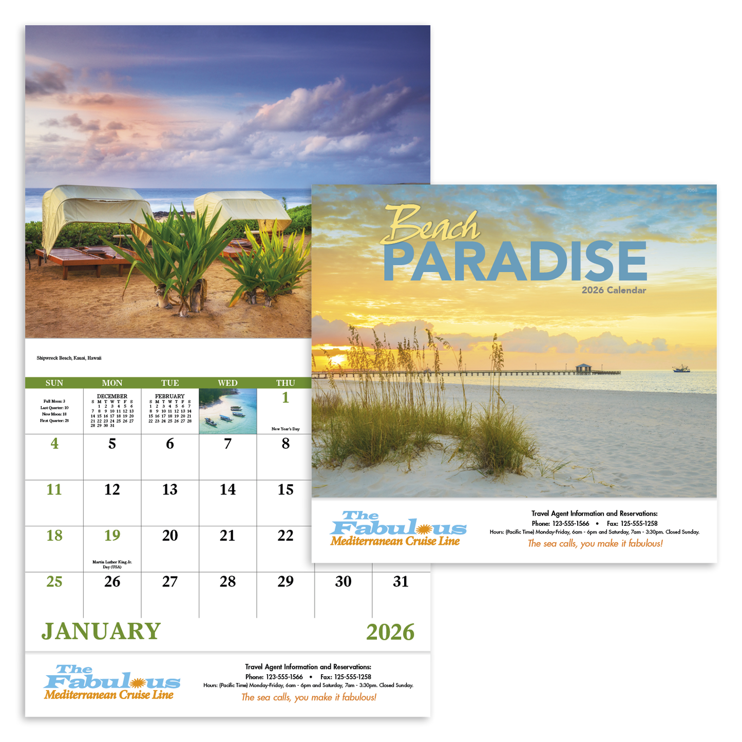 Good Value Beach Paradise Stapled Calendar-7268
