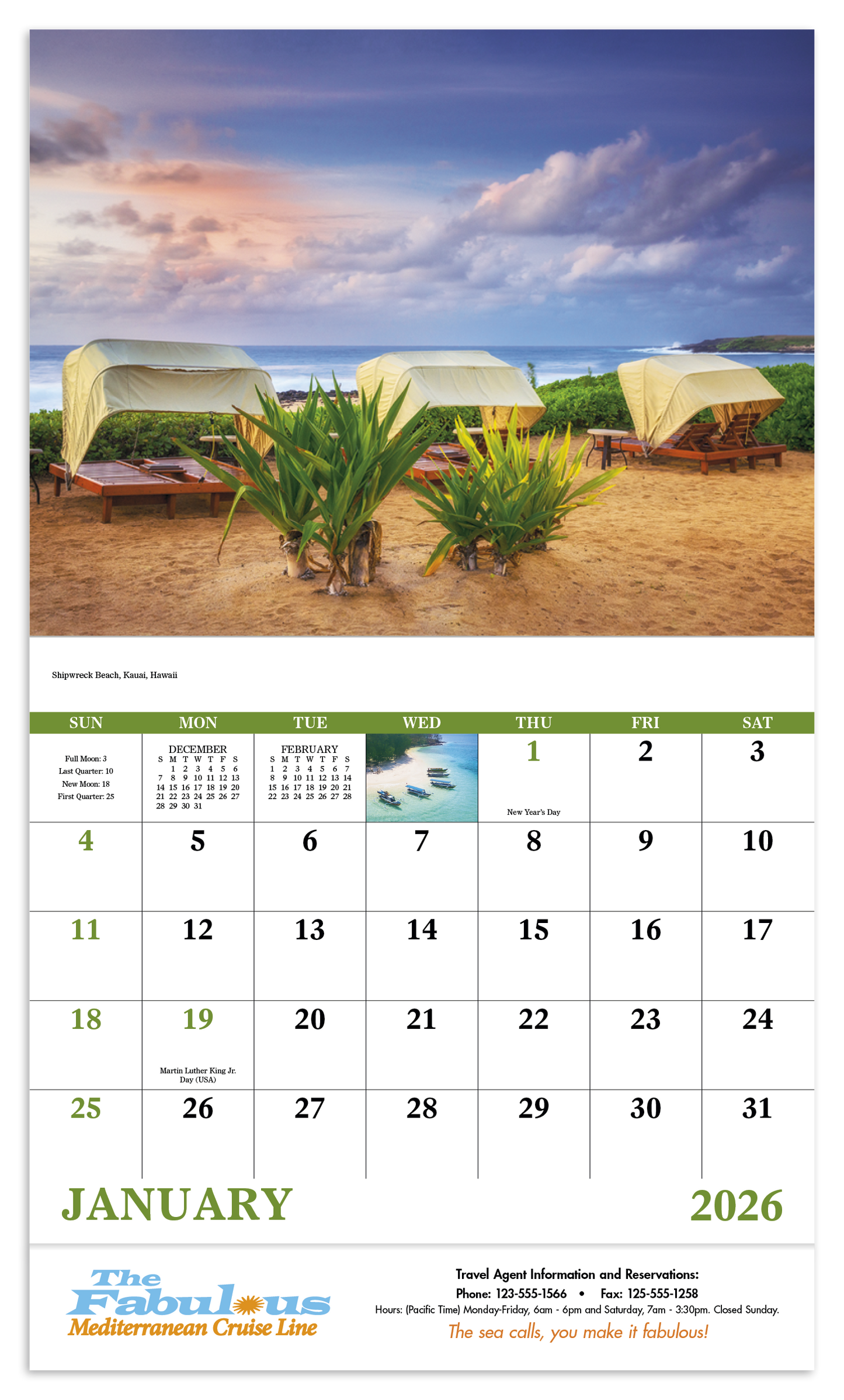 Good Value Beach Paradise Stapled Calendar-7268