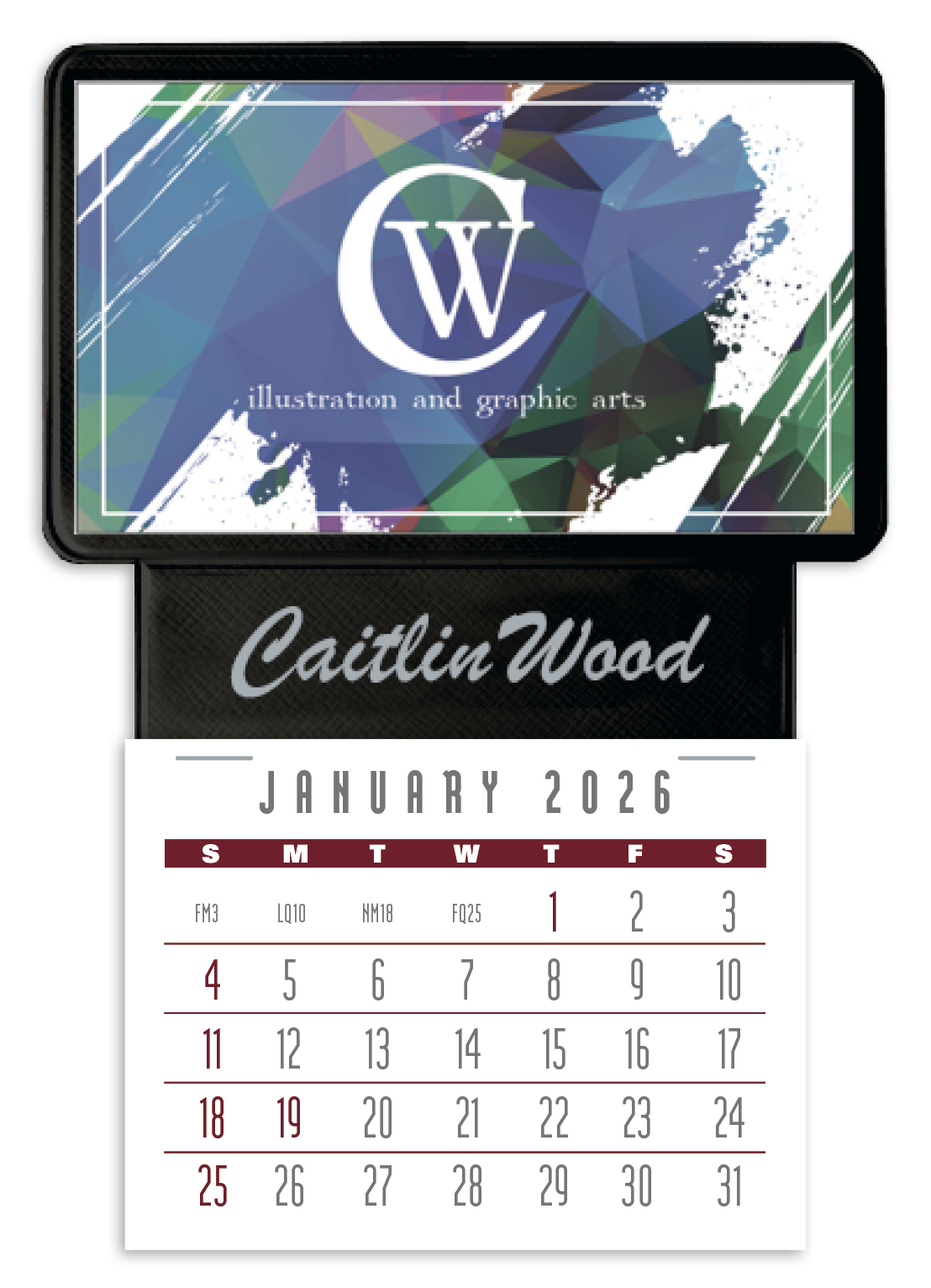 Triumph Calendars PressNStick Business Card Holder With Imprint And Calendar Pad-V7869