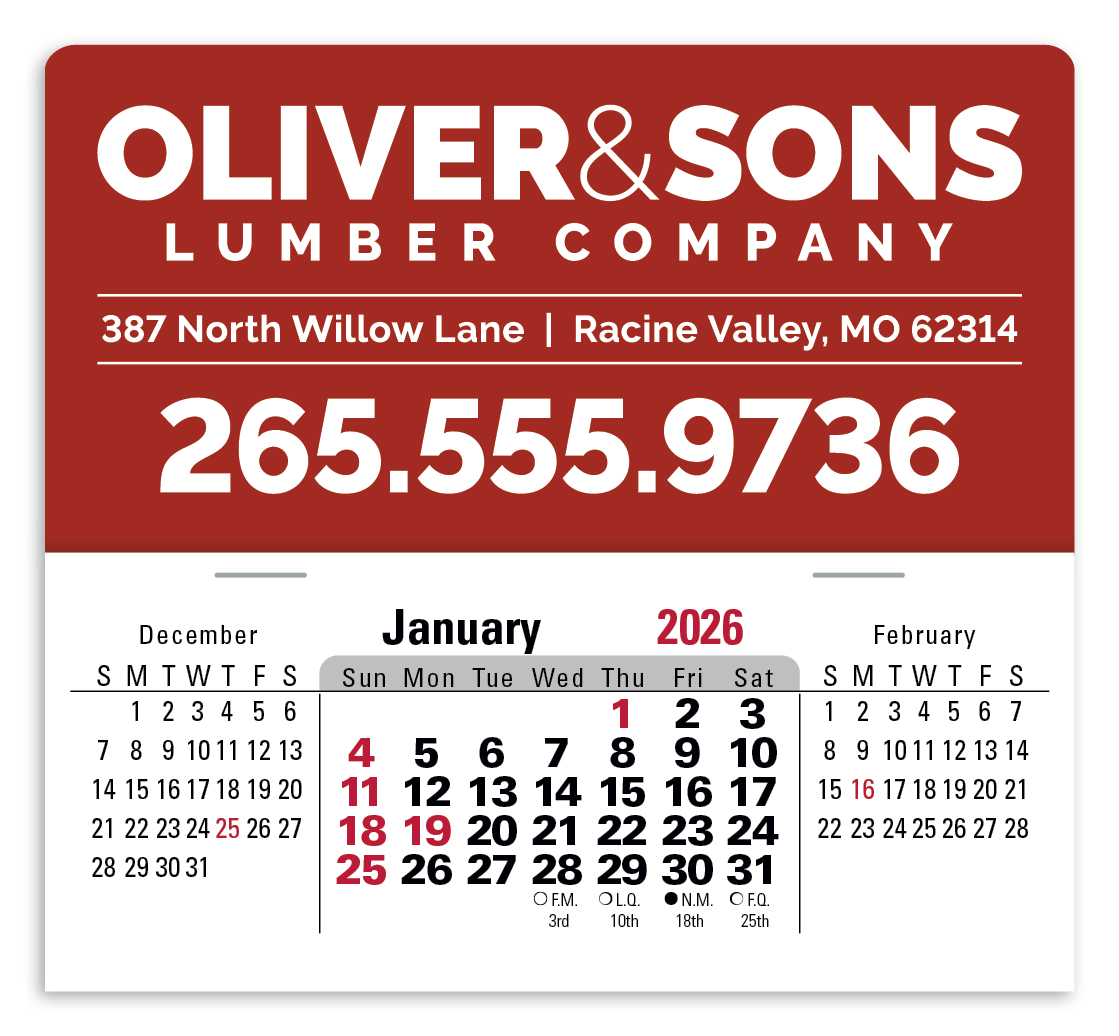 Triumph Calendars PressNStick XL Header with 3Month Horizontal Calendar-V8858