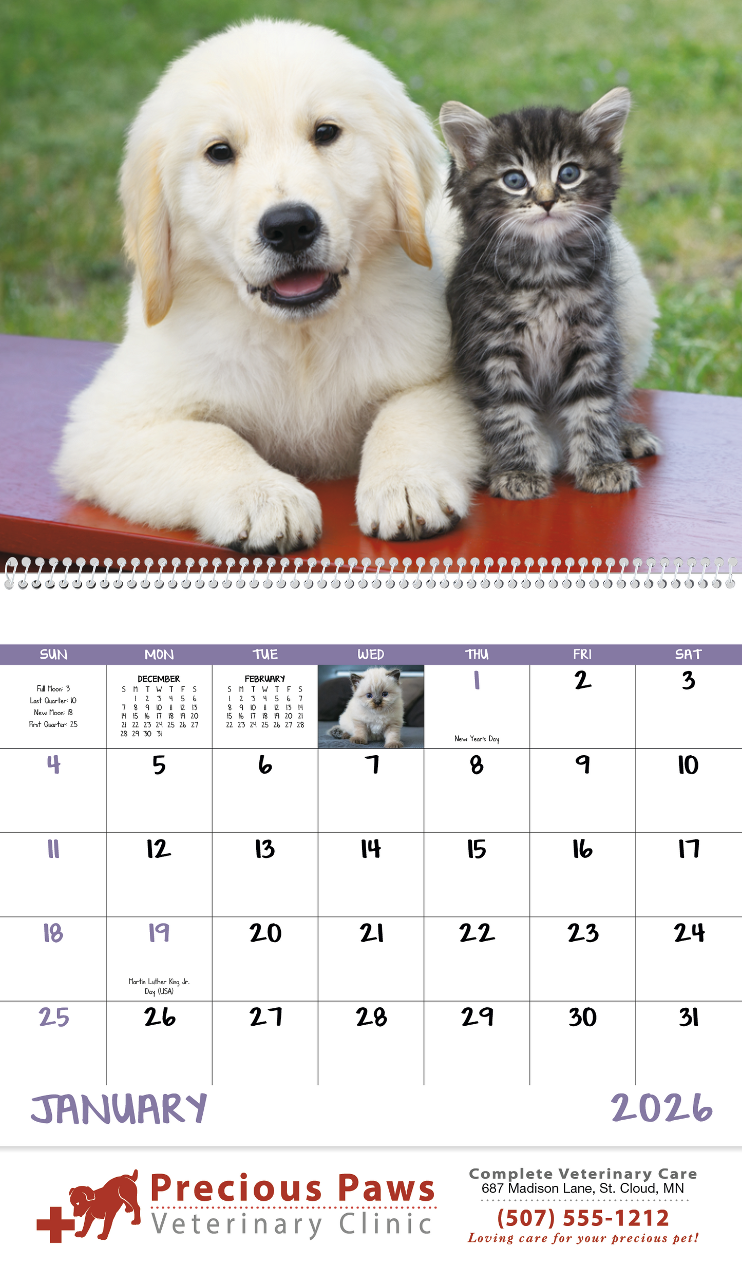 Good Value Puppies Kittens Spiral Calendar-7007